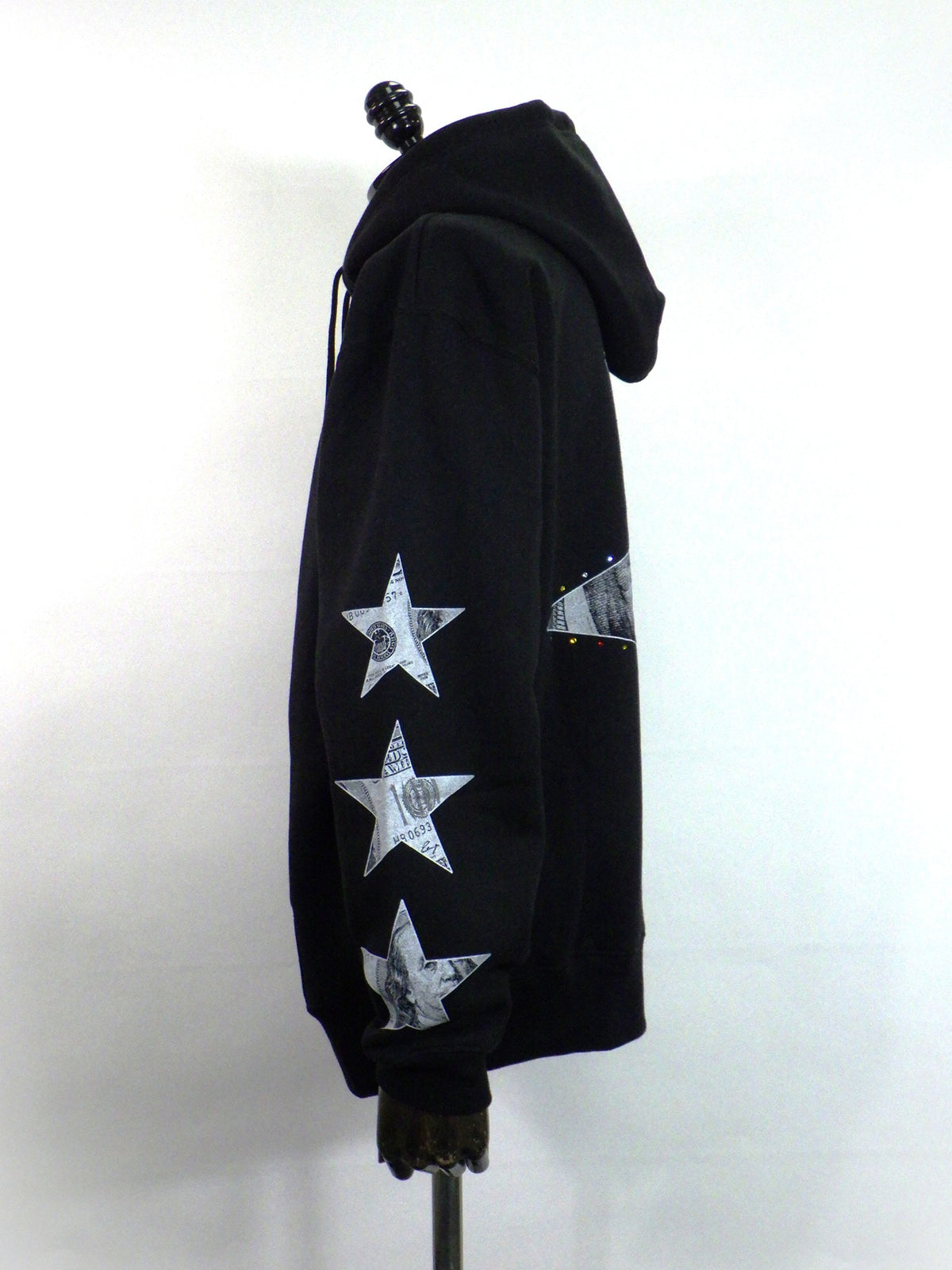 STUD MUFFIN　T/C裏毛起毛ドルスターカラークリスタルプルパーカー　624-02915-BK