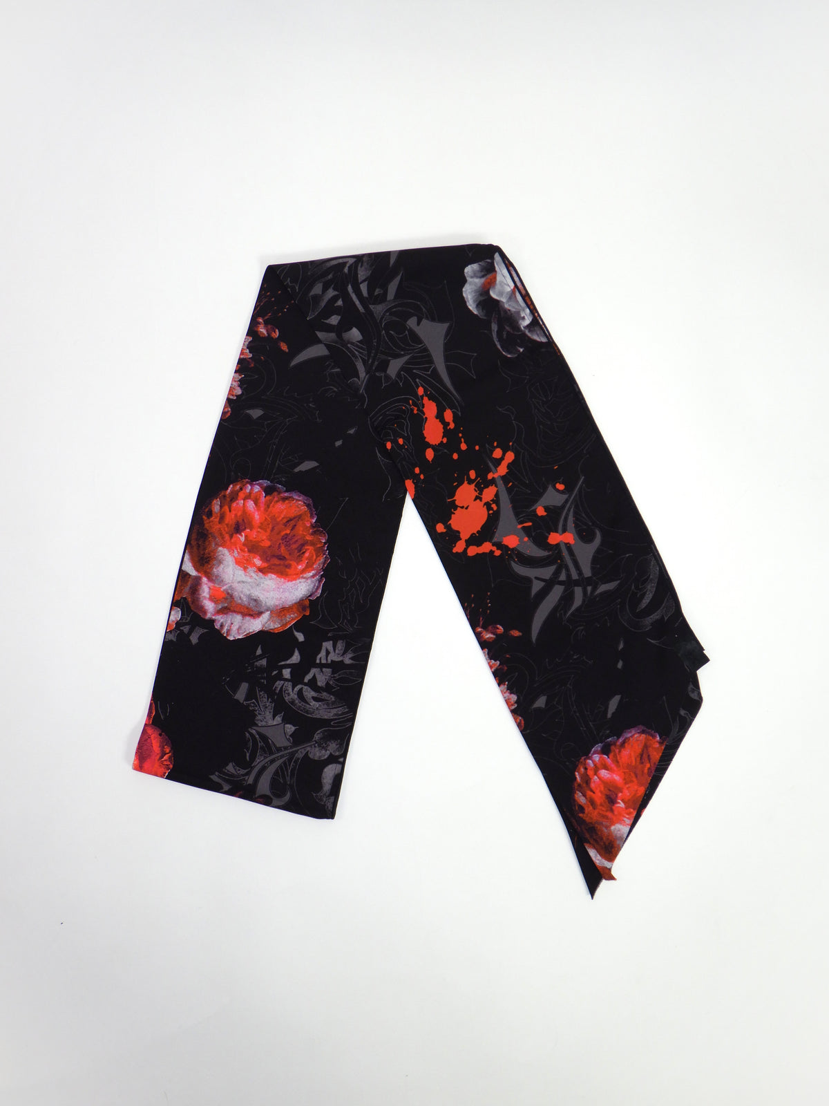 kiryuyrik　 Goth Flora Suede Satin Stole　KW-STL10-900-BK