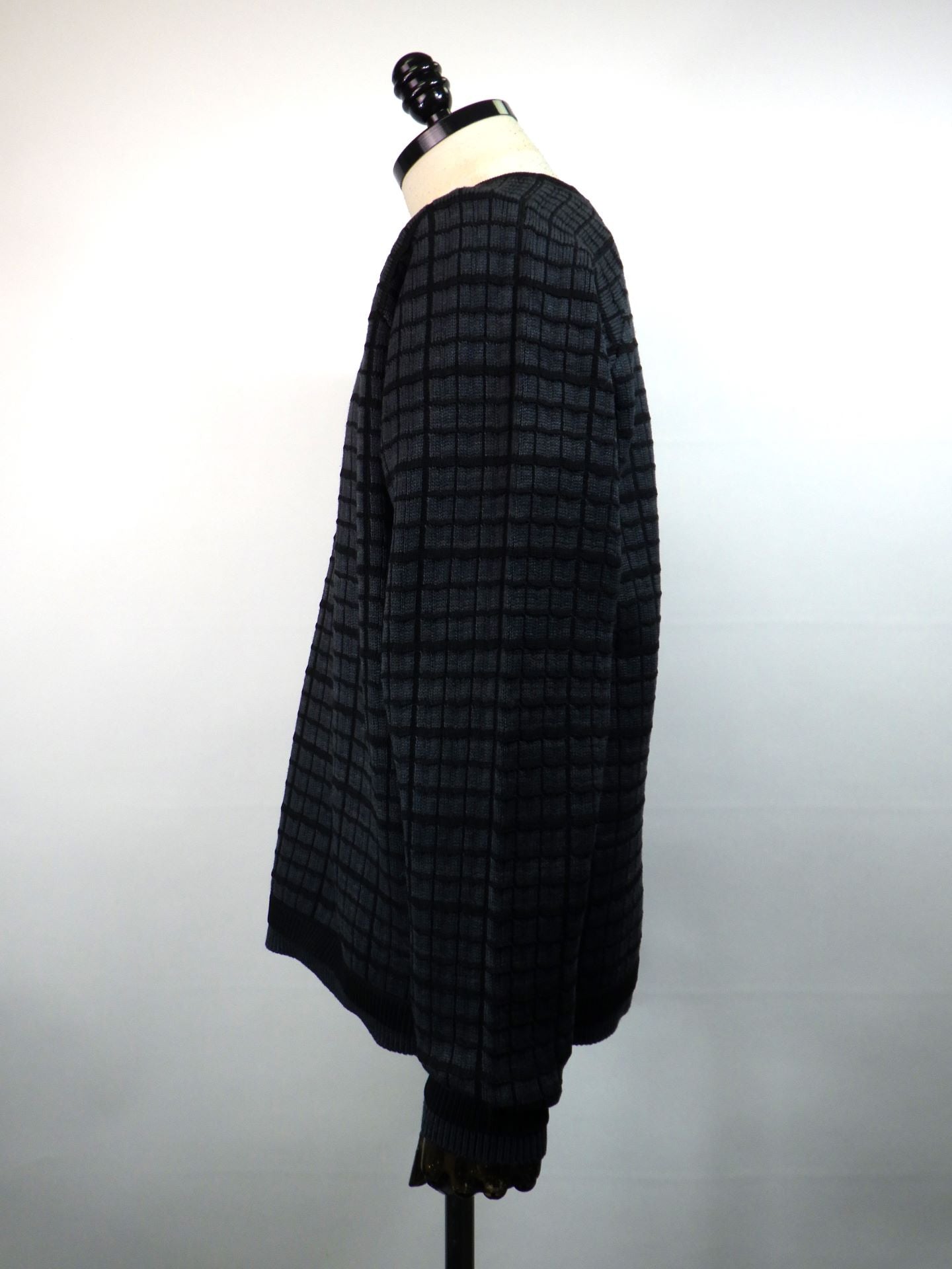 SUPERTHANKS　グラフチェックニットクルーネックセーター　ST253KT01-C.GRY×BK