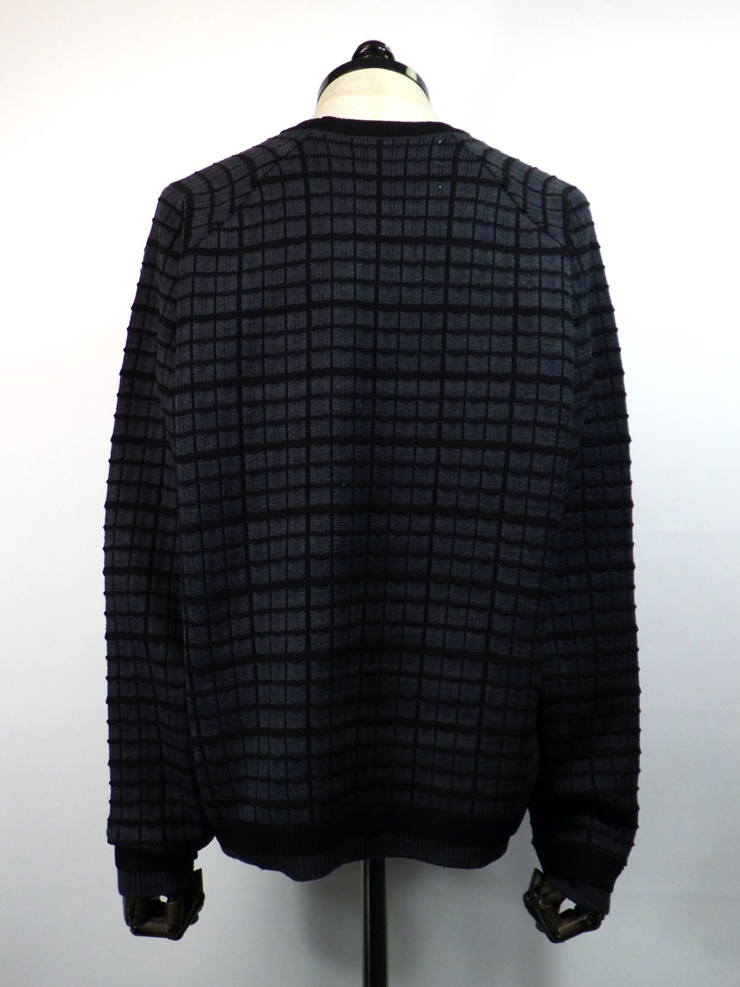 SUPERTHANKS　グラフチェックニットクルーネックセーター　ST253KT01-C.GRY×BK