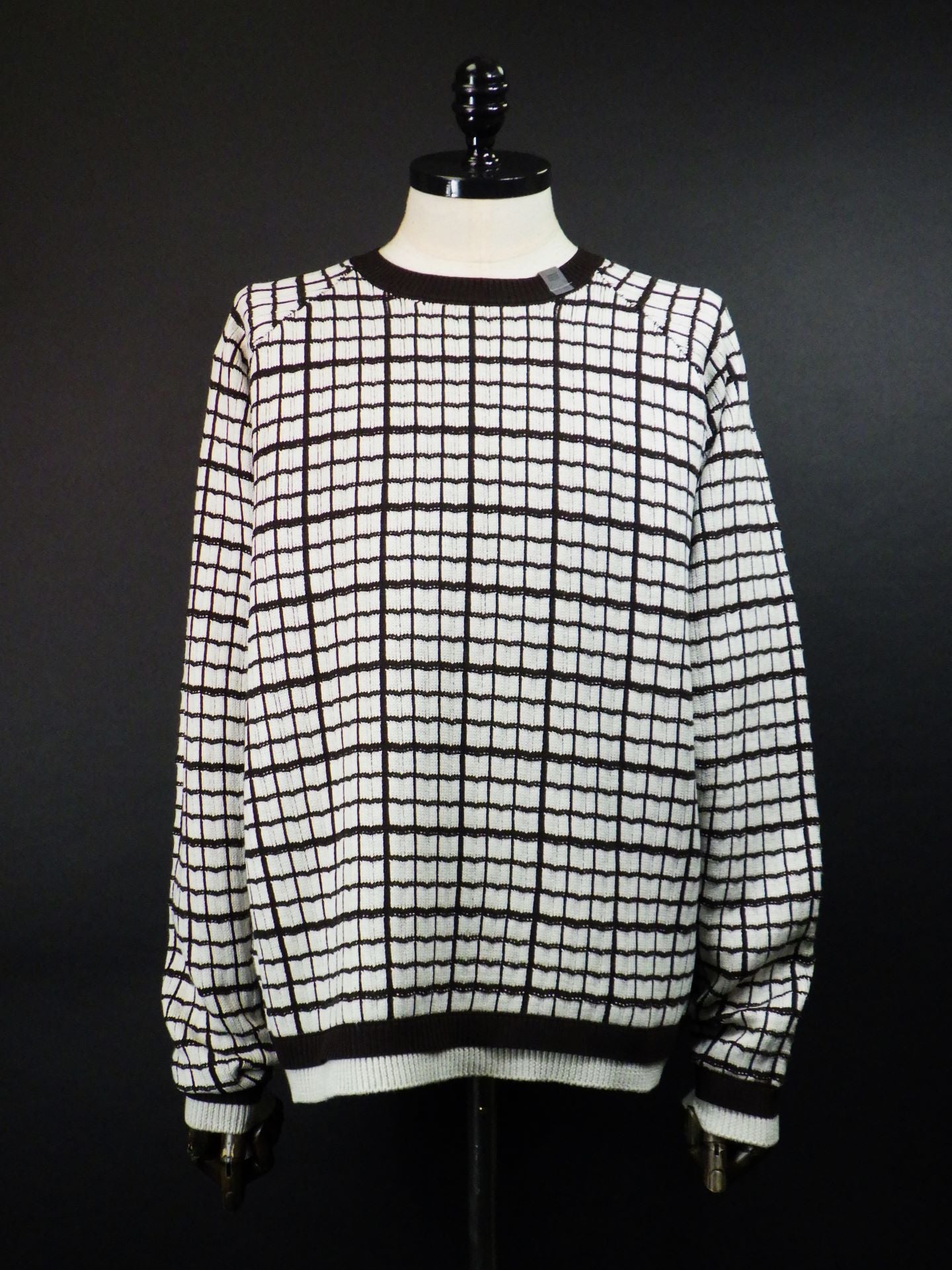 SUPERTHANKS　グラフチェックニットクルーネックセーター　ST253KT01-CR×BR