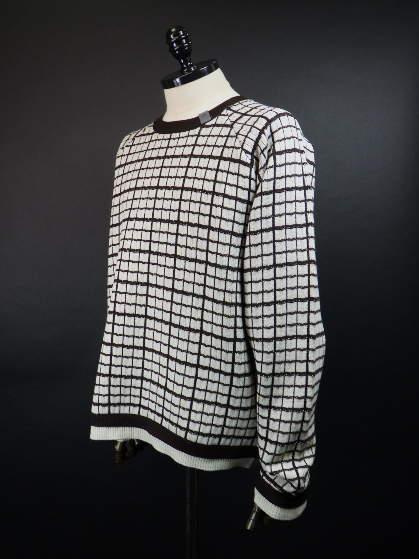 SUPERTHANKS　グラフチェックニットクルーネックセーター　ST253KT01-CR×BR