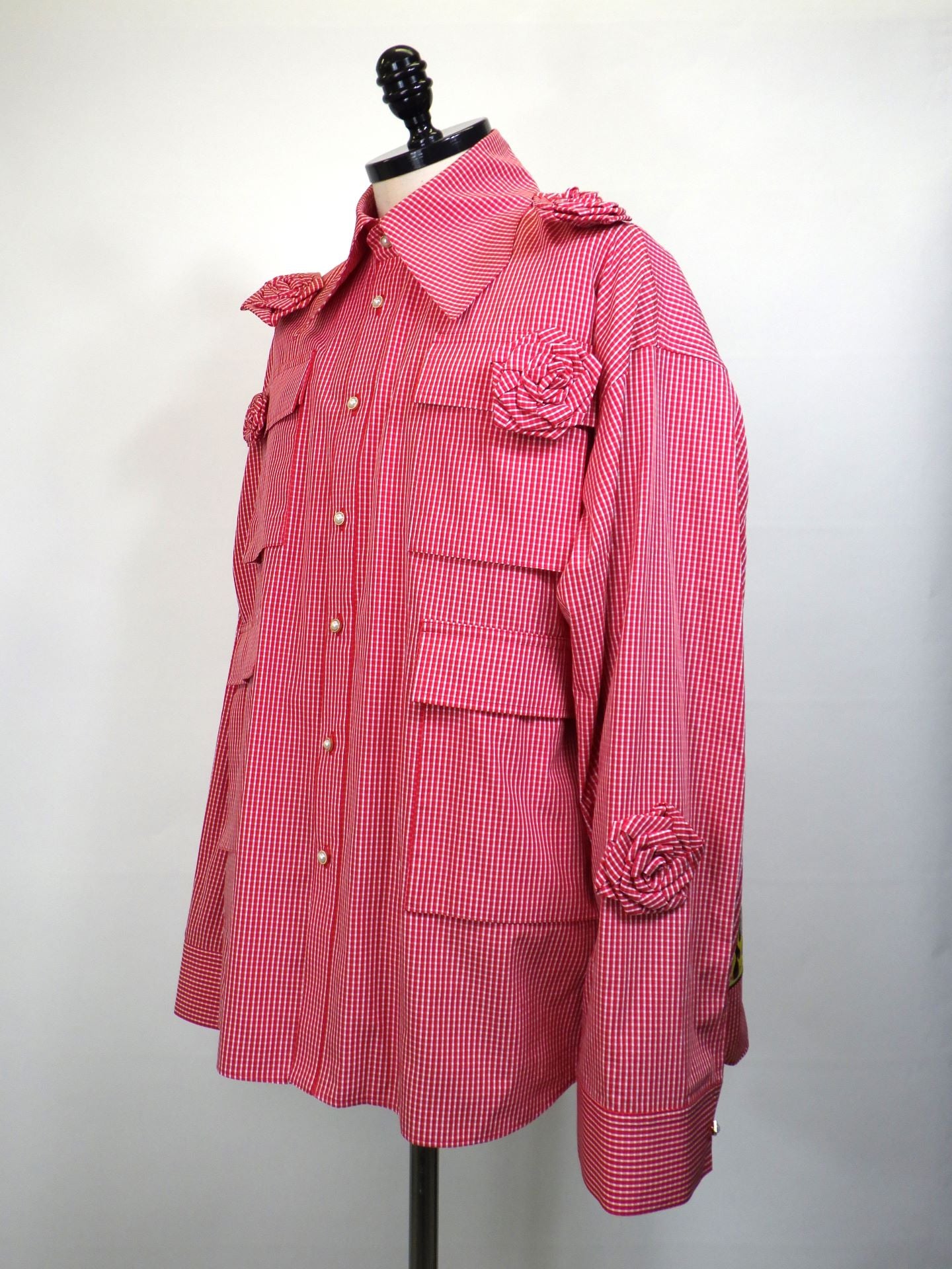 TENDER PERSON　ローズチェック4ポケットシャツ　SLIT-4209-RED