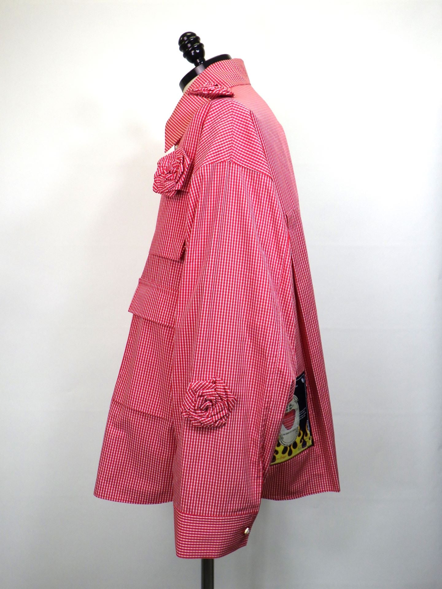 TENDER PERSON　ローズチェック4ポケットシャツ　SLIT-4209-RED