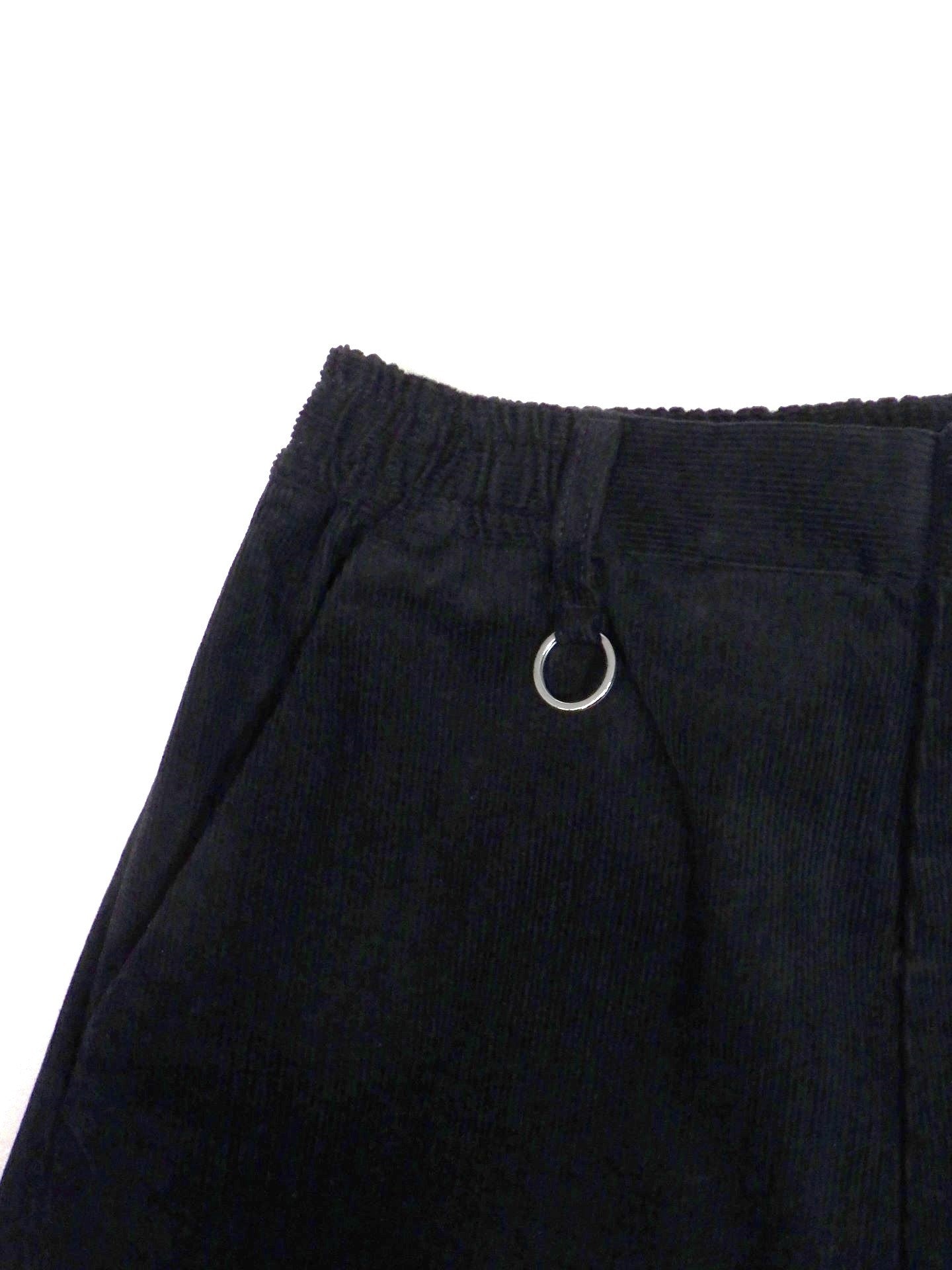 SUPERTHANKS　コーデュロイサイドタックワイドパンツ　ST253PT02-BK