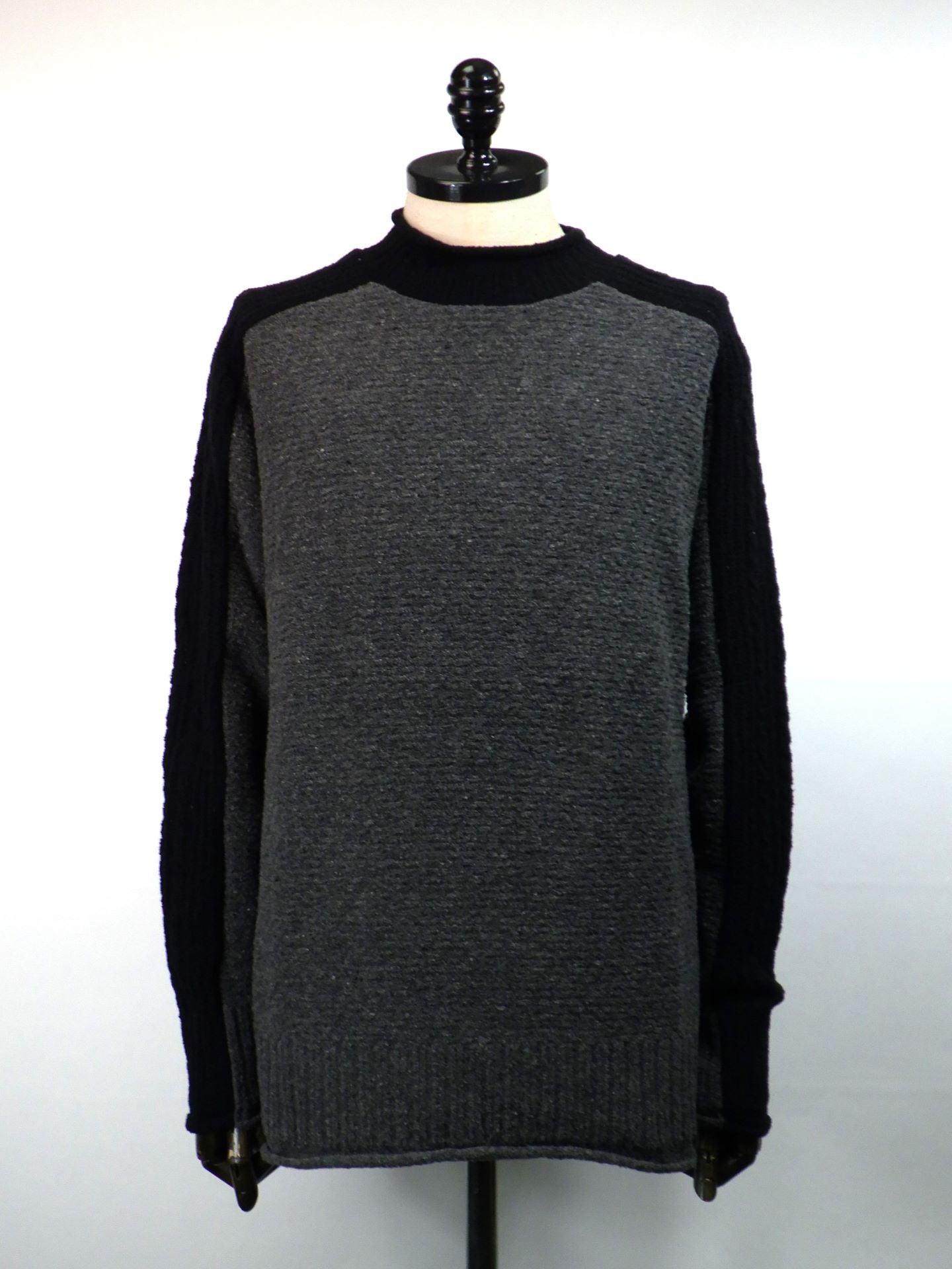 wjk　コンビネーションクルーネックセーター　6880wn05g-GRY×BK