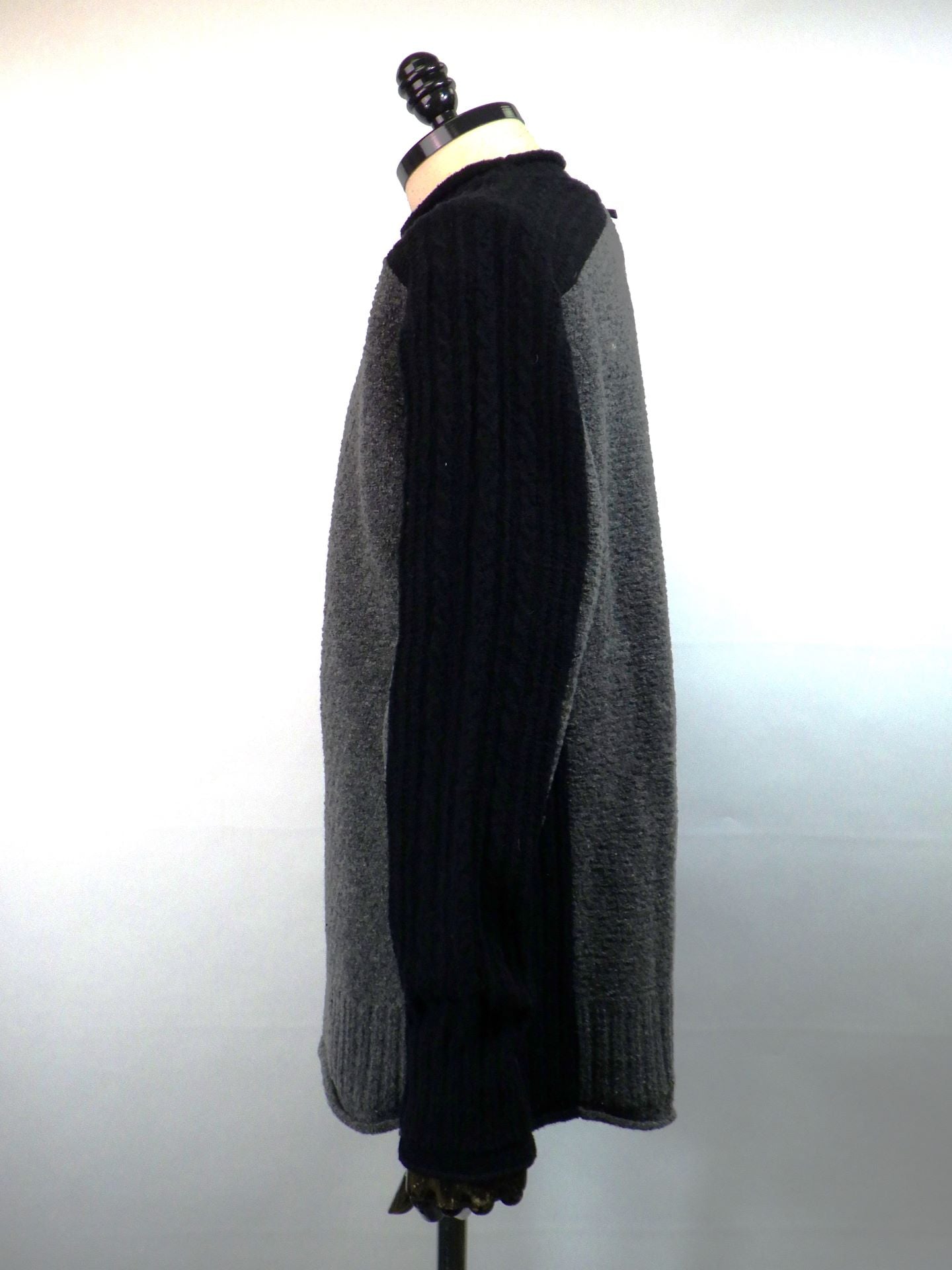 wjk　コンビネーションクルーネックセーター　6880wn05g-GRY×BK