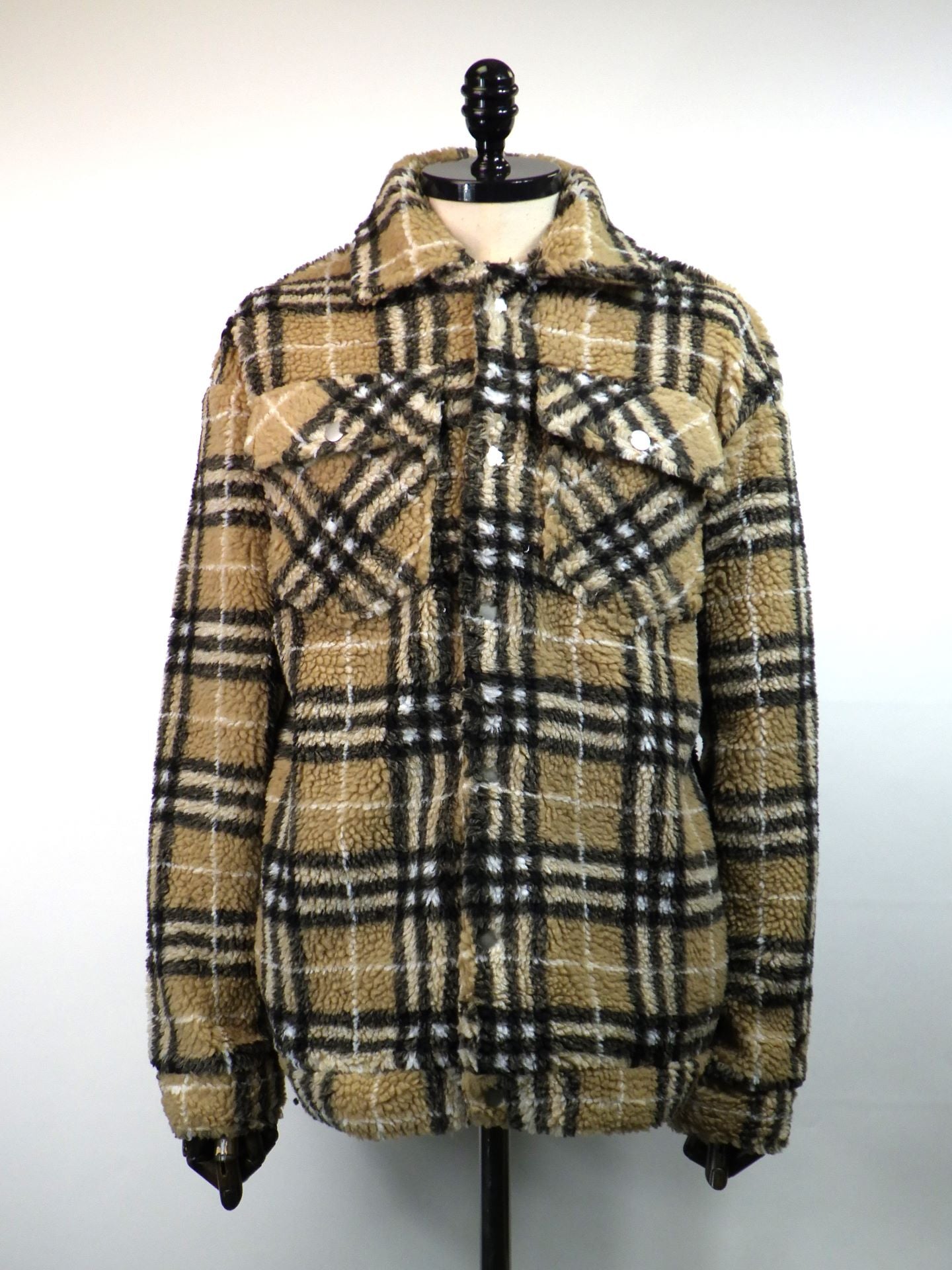 STUD MUFFIN　ブロックチェックムックボア サガラパッチワークブルゾン　524-09214-BE