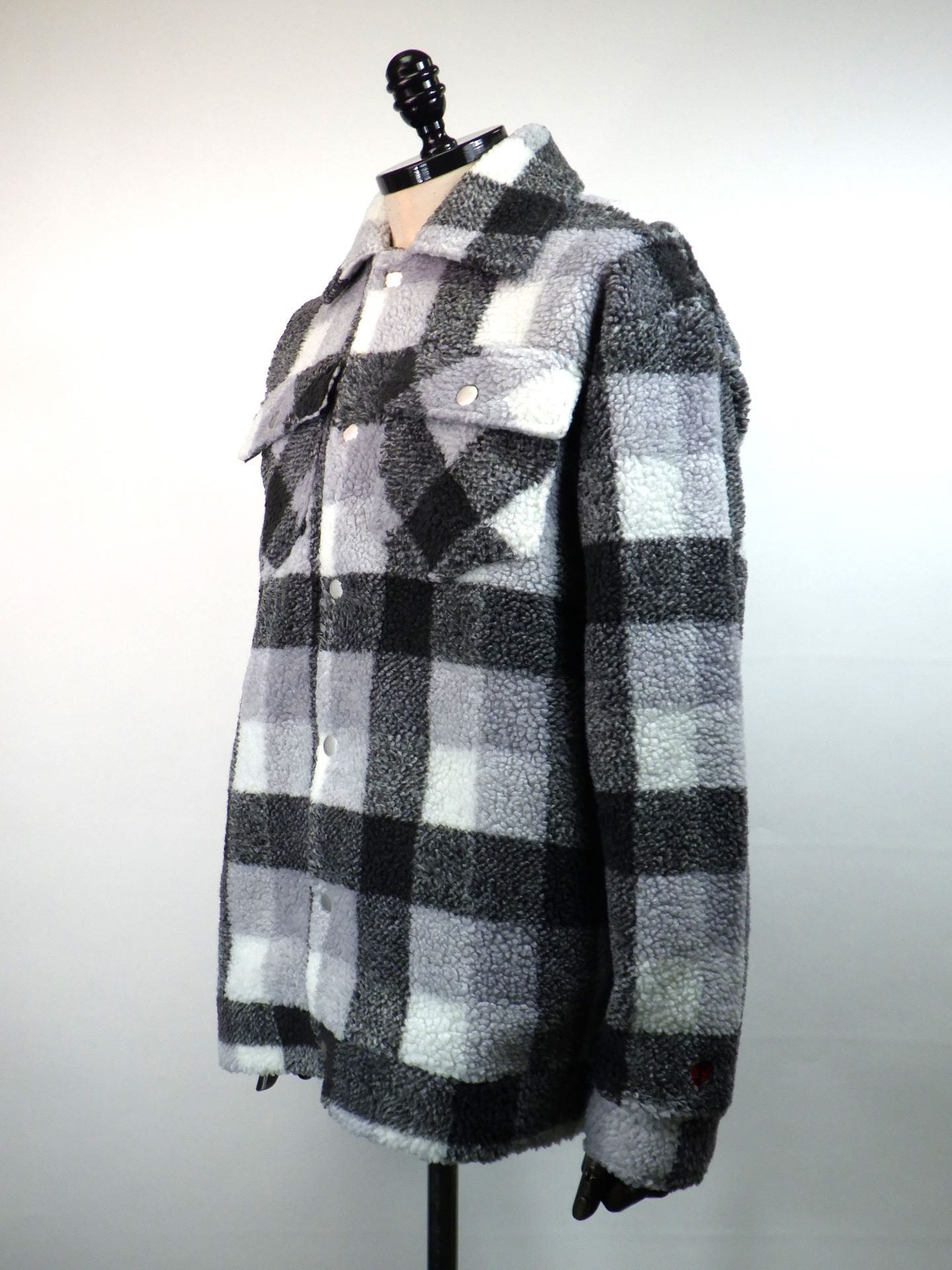 STUD MUFFIN　ブロックチェックムックボア サガラパッチワークブルゾン　524-09214- M.GRY