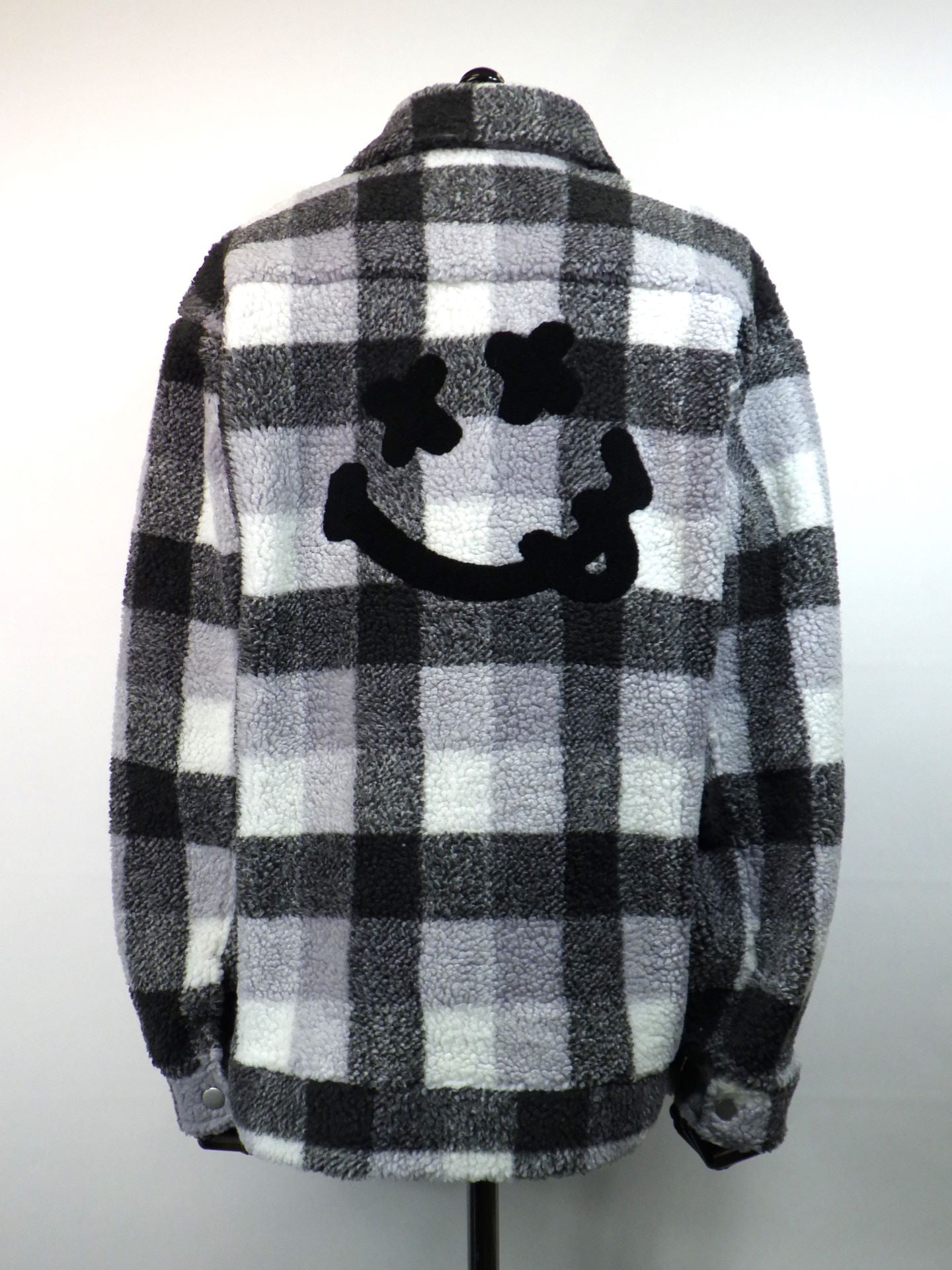 STUD MUFFIN　ブロックチェックムックボア サガラパッチワークブルゾン　524-09214- M.GRY