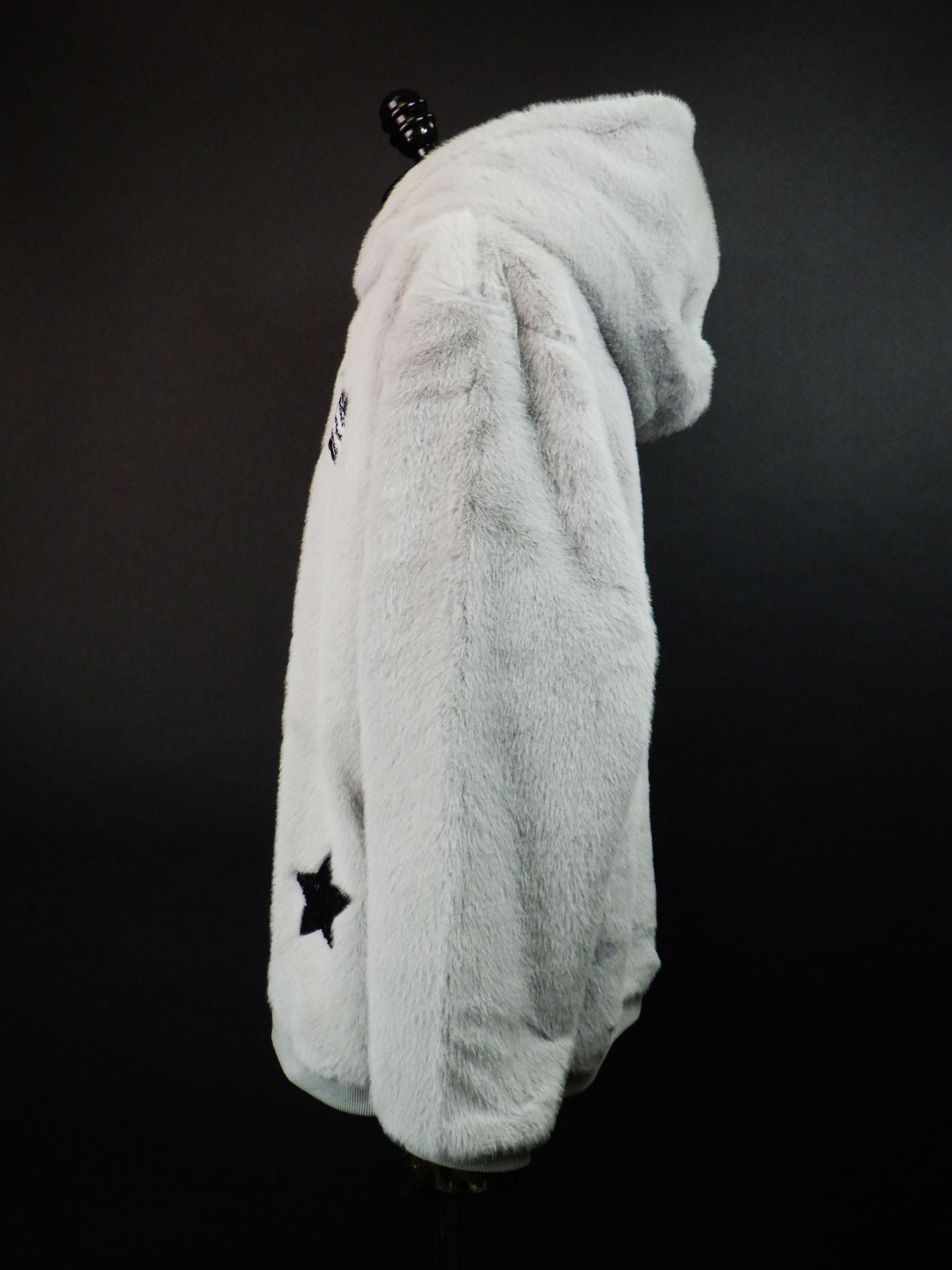 STUD MUFFIN　ECOファー マルチパッチワークビックジップワイドパーカー　524-02837- M.GRY