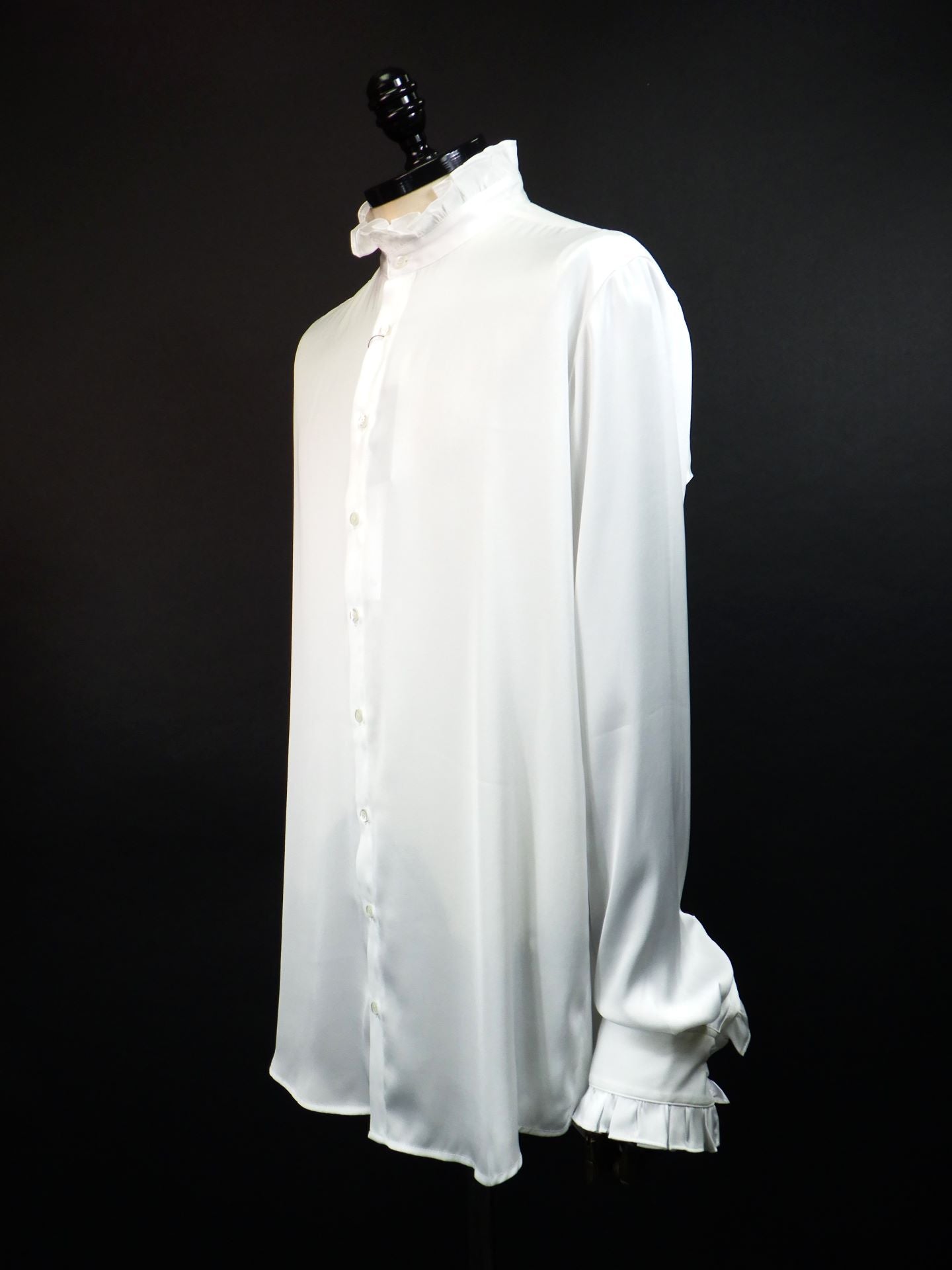 GALAABEND　ビンテージサテンフリルシャツ　2502H1038-WH