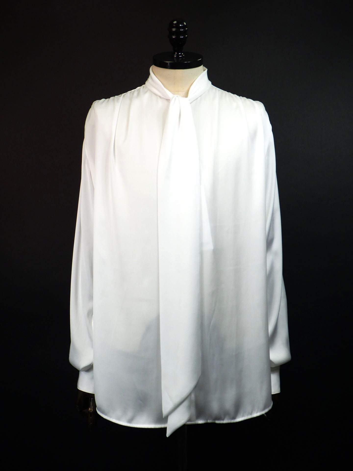 GALAABEND　ビンテージサテンギャザーリボンシャツ　2502H1037-WH