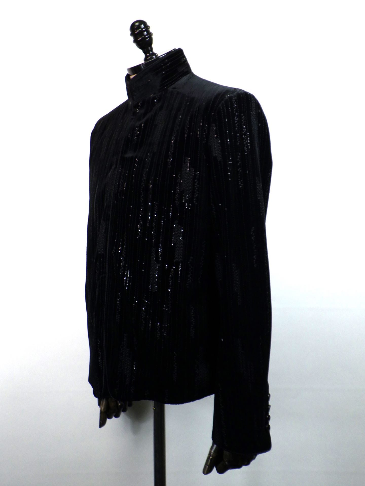 SOS TE NUTO　ストライプエンブロイダリーベロアスタンドカラージャケット　2613Z00