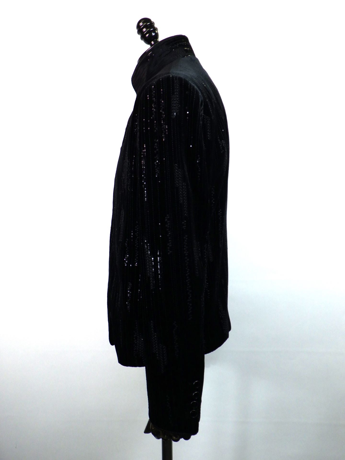 SOS TE NUTO ストライプエンブロイダリーベロアスタンドカラー