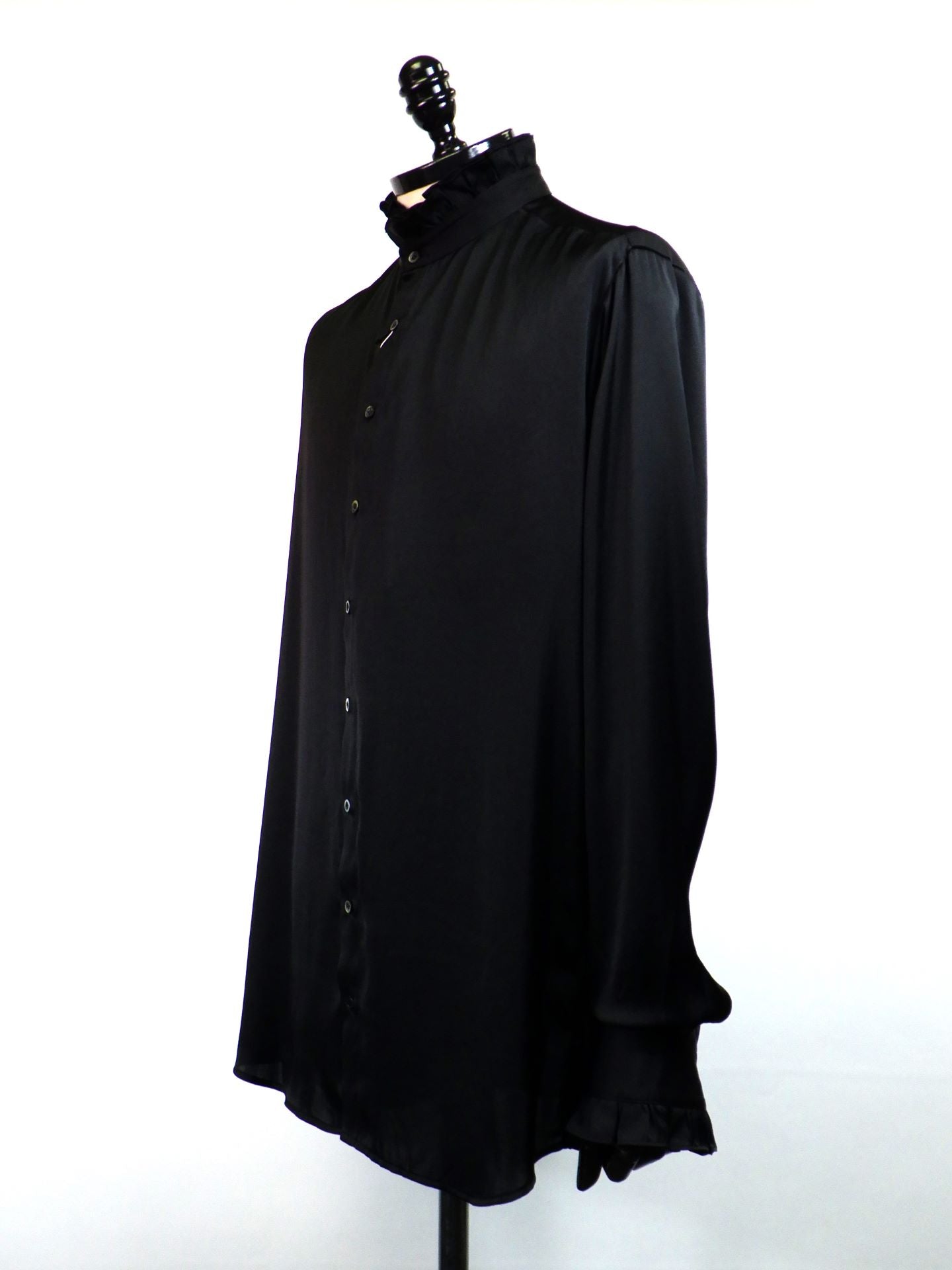 GALAABEND　ビンテージサテンフリルシャツ　2502H1038-BK