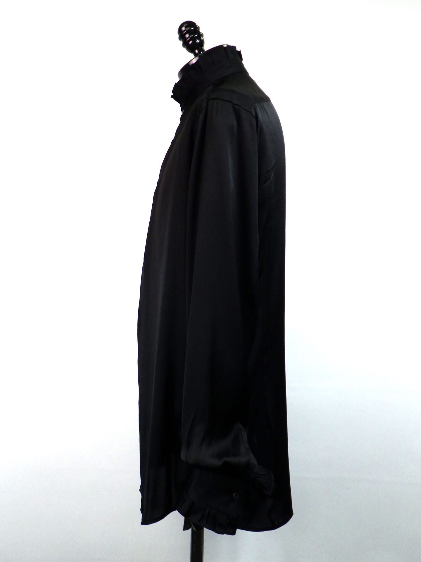 GALAABEND　ビンテージサテンフリルシャツ　2502H1038-BK