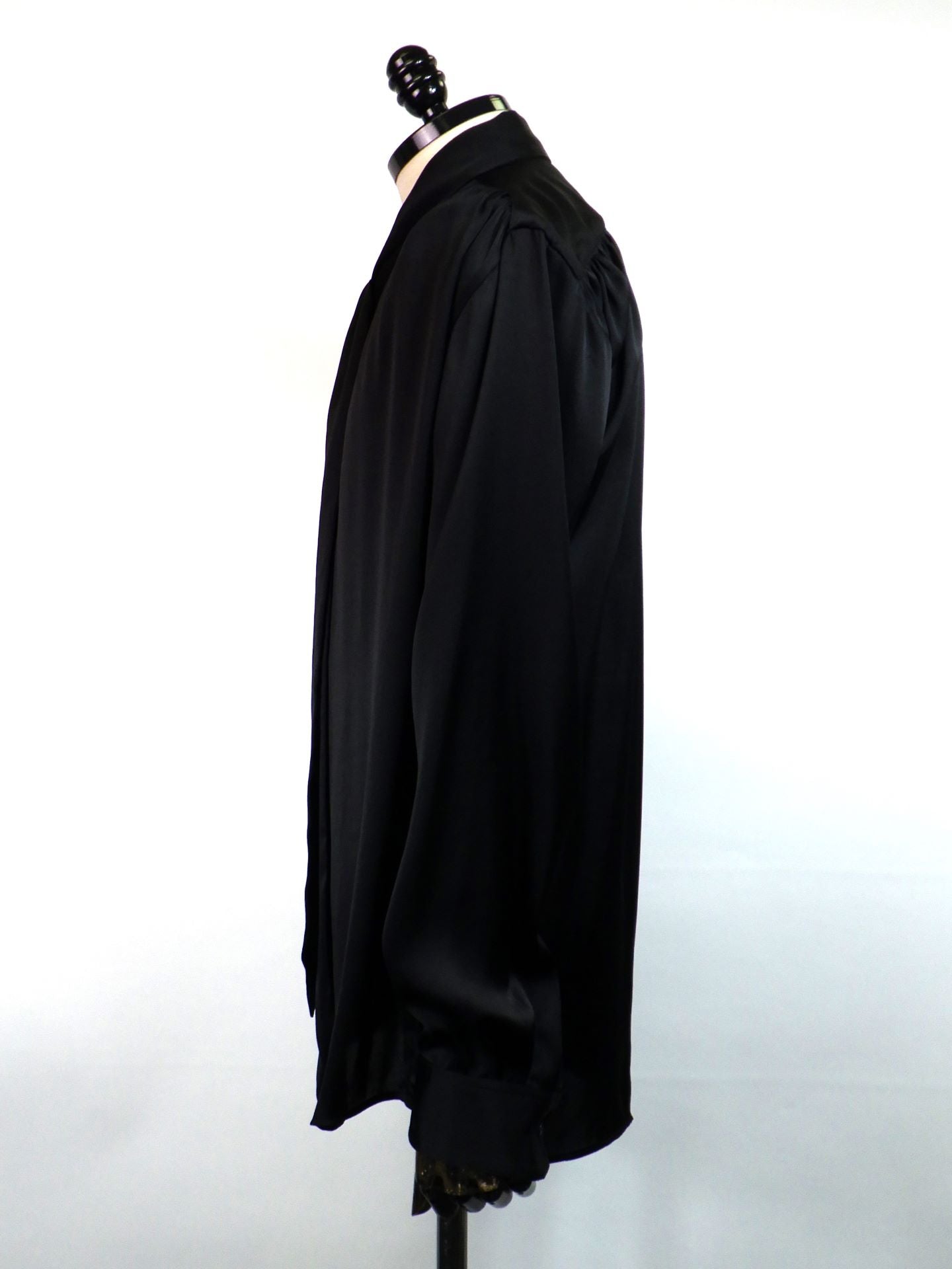 GALAABEND　ビンテージサテンギャザーリボンシャツ　2502H1037-BK