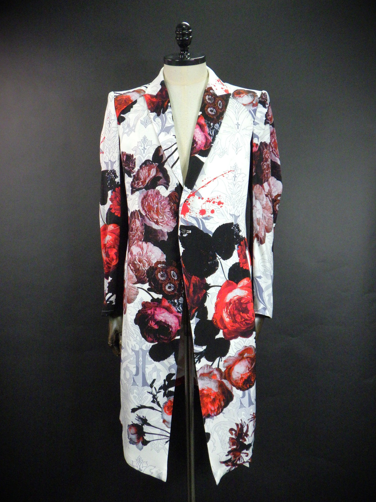 kiryuyrik　Goth Flora Suede Satin Flare Jacket　KW-HJ47-900-WHT