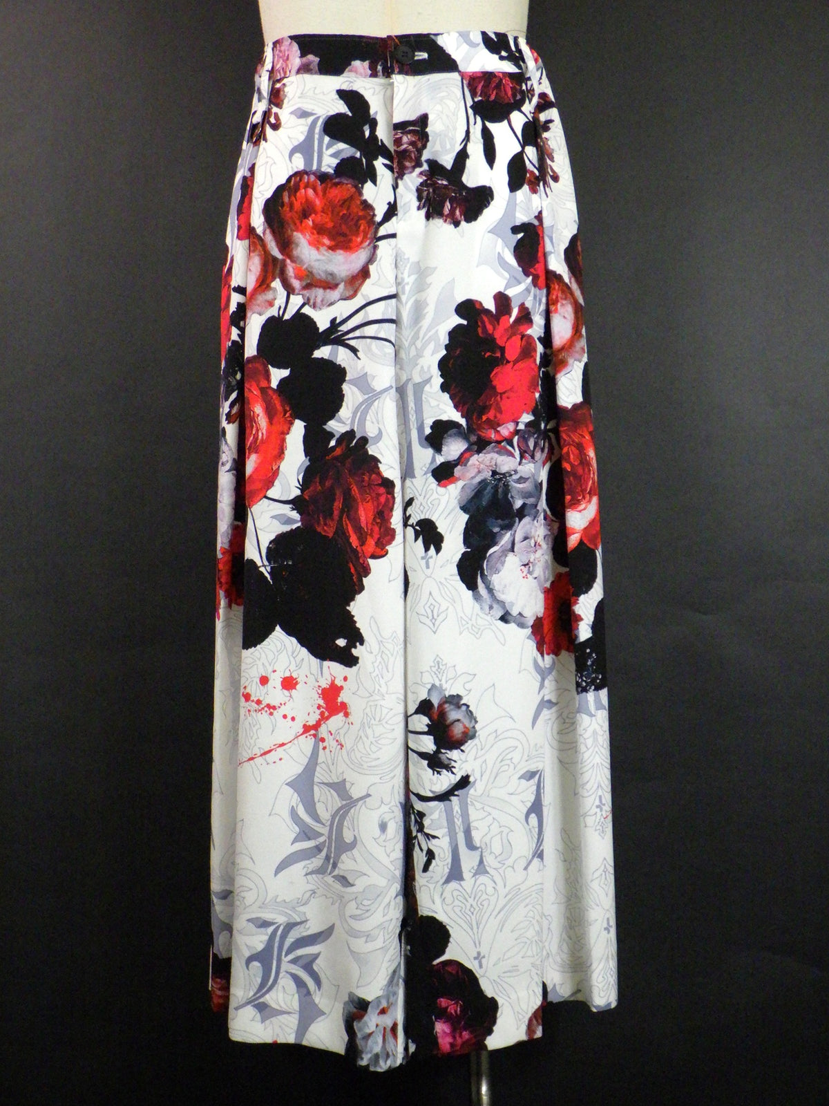 kiryuyrik　 Goth Flora Suede Stain Wide Tuck  Slacks　KW-HP41-900-WHT