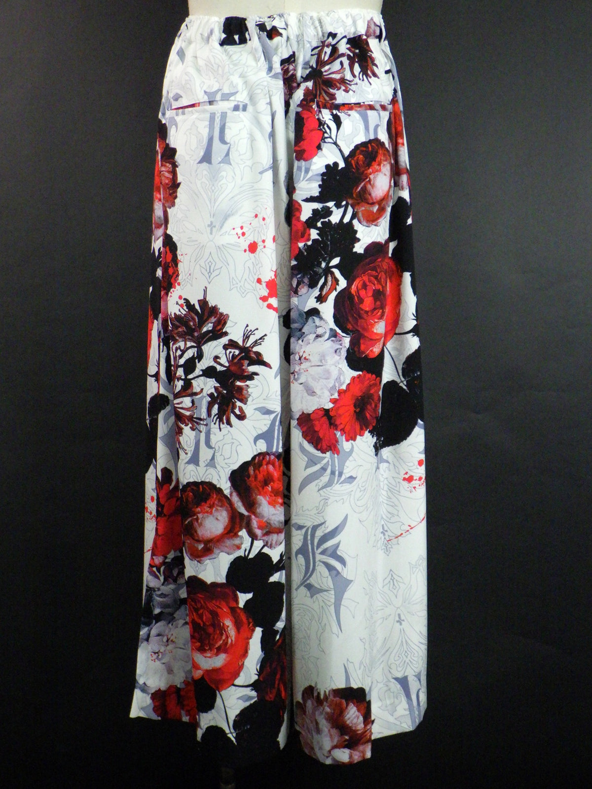 kiryuyrik　 Goth Flora Suede Stain Wide Tuck  Slacks　KW-HP41-900-WHT