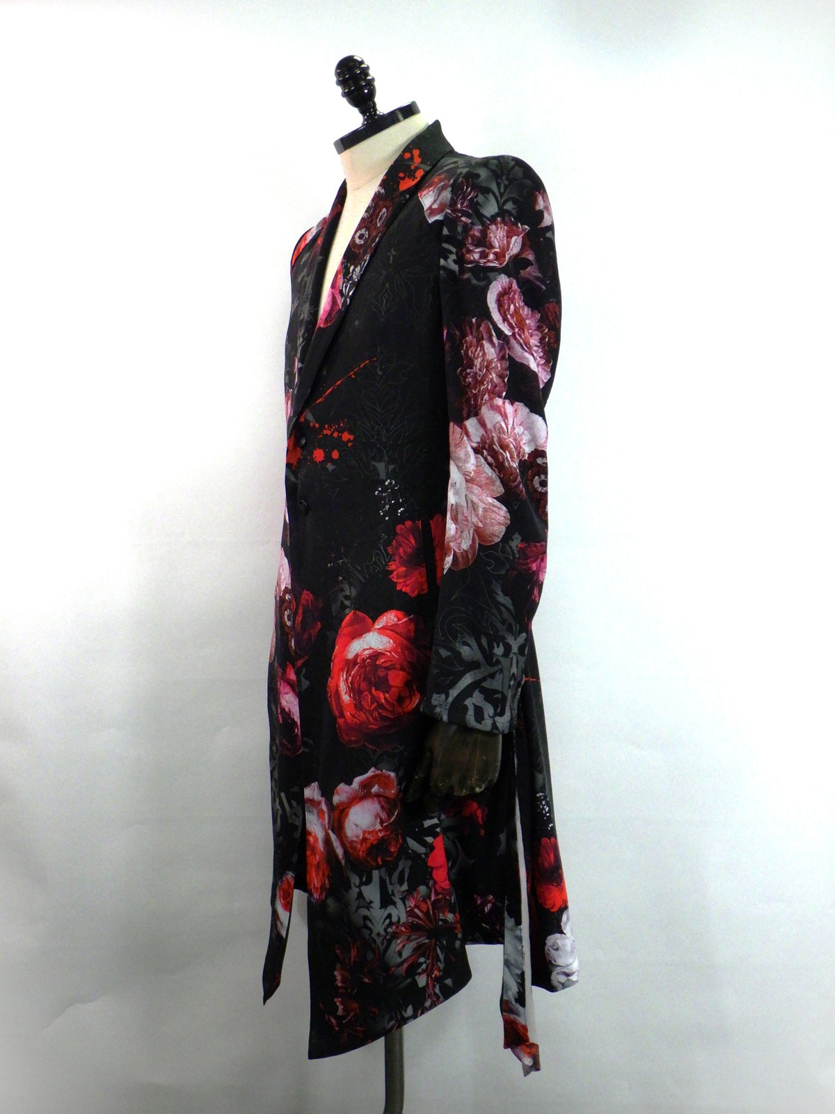 kiryuyrik　Goth Flora Suede Satin Flare Jacket　KW-HJ47-900-BK