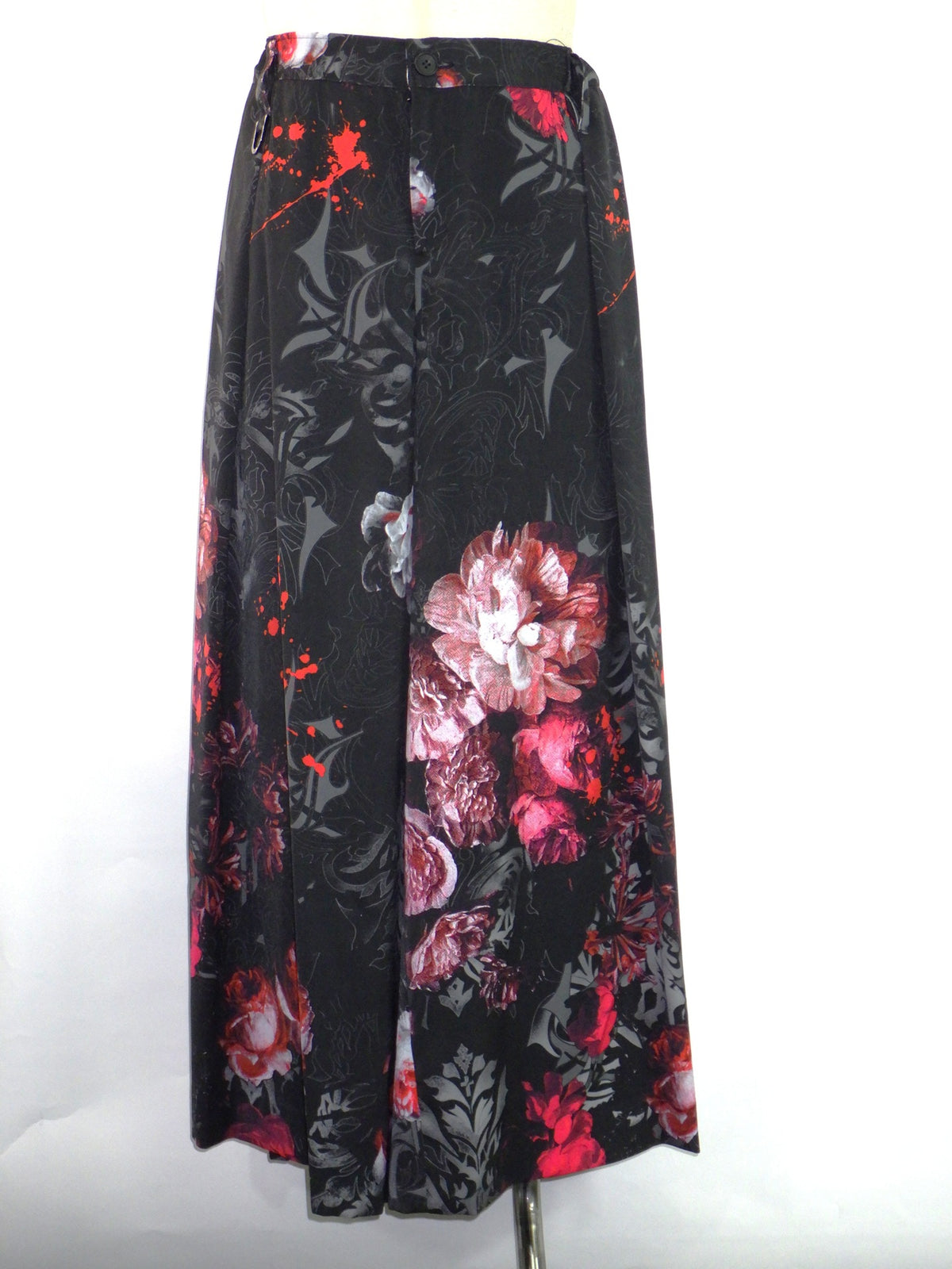 kiryuyrik　 Goth Flora Suede Stain Wide Tuck  Slacks　KW-HP41-900-BK