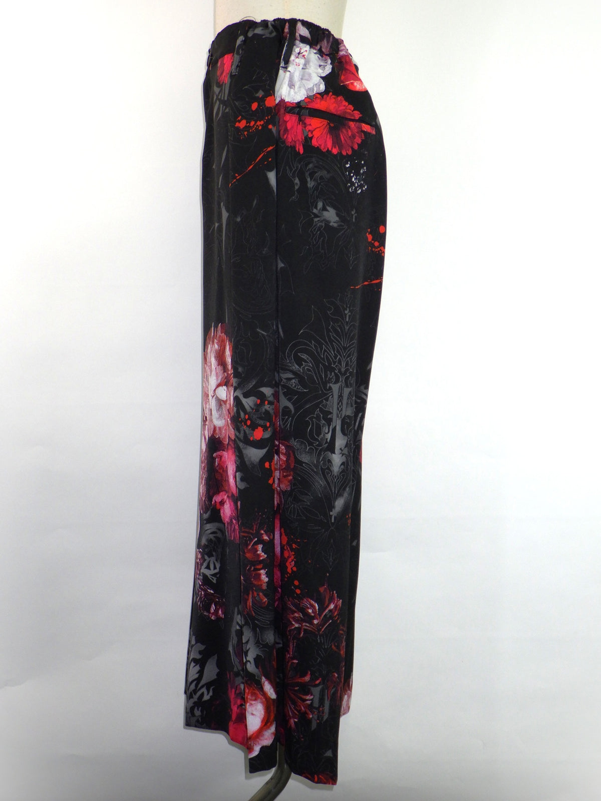 kiryuyrik　 Goth Flora Suede Stain Wide Tuck  Slacks　KW-HP41-900-BK