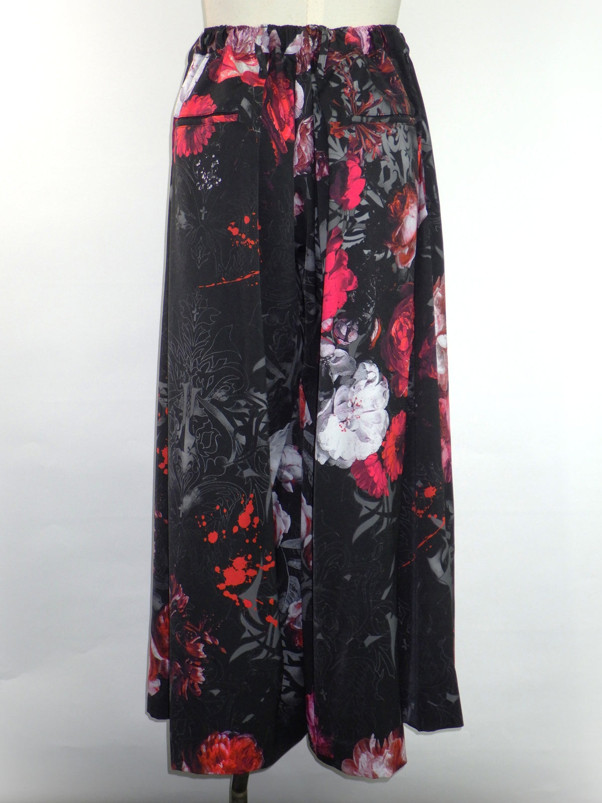 kiryuyrik　 Goth Flora Suede Stain Wide Tuck  Slacks　KW-HP41-900-BK
