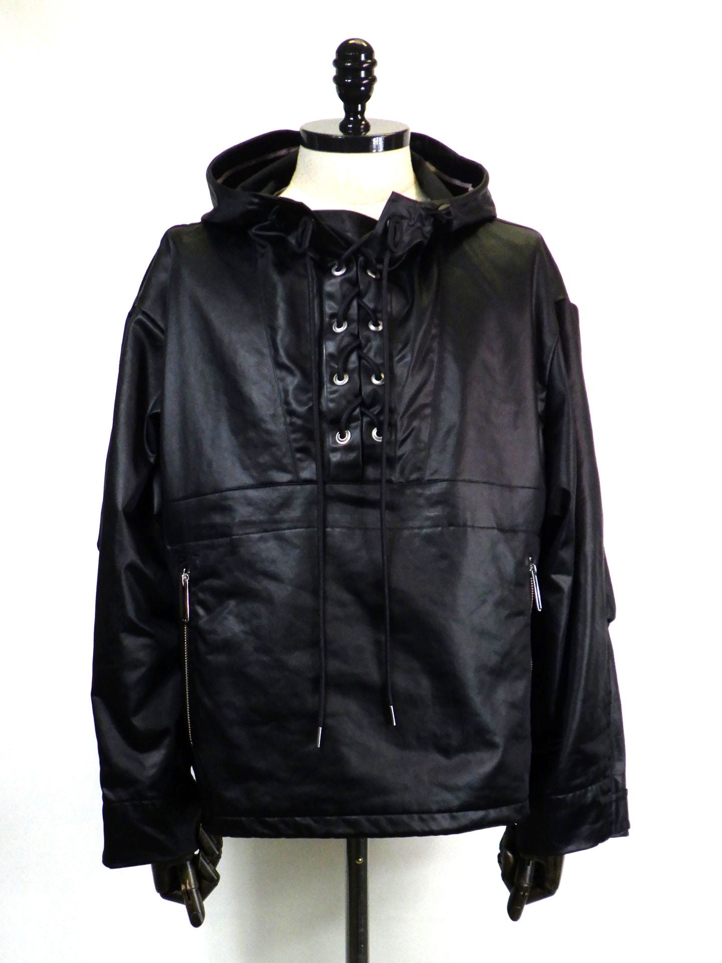 NAPE_　ヘビーサテンアノラックフーディジャケット　688-BK