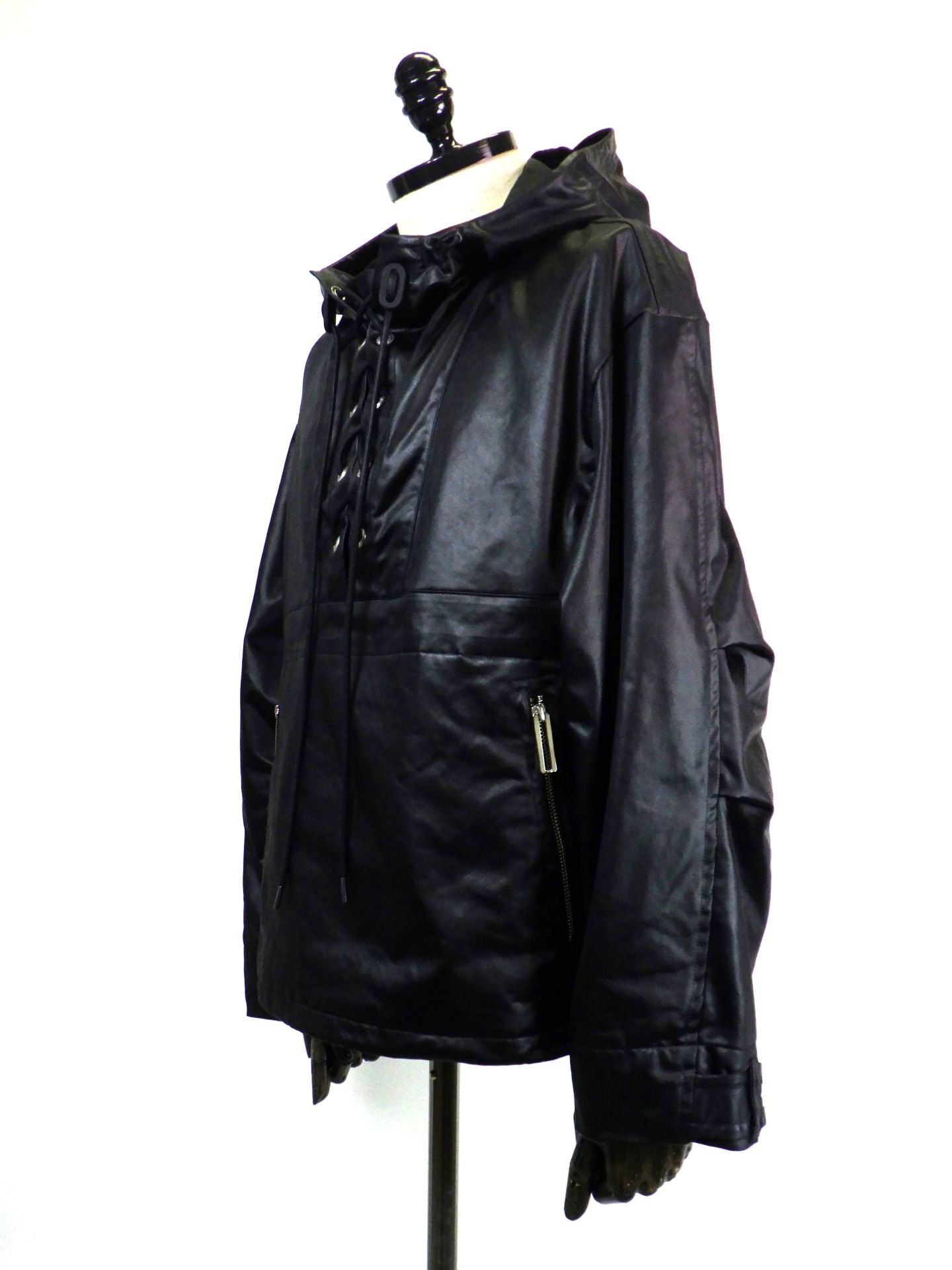 NAPE_　ヘビーサテンアノラックフーディジャケット　688-BK