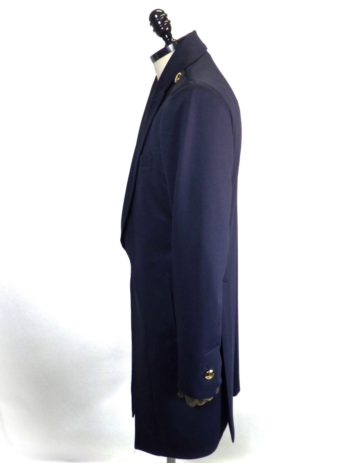 kiryuyrik　カルゼジャージーエポレットピークドラペルロングジャケット　KU-HJ71-906-NAVY