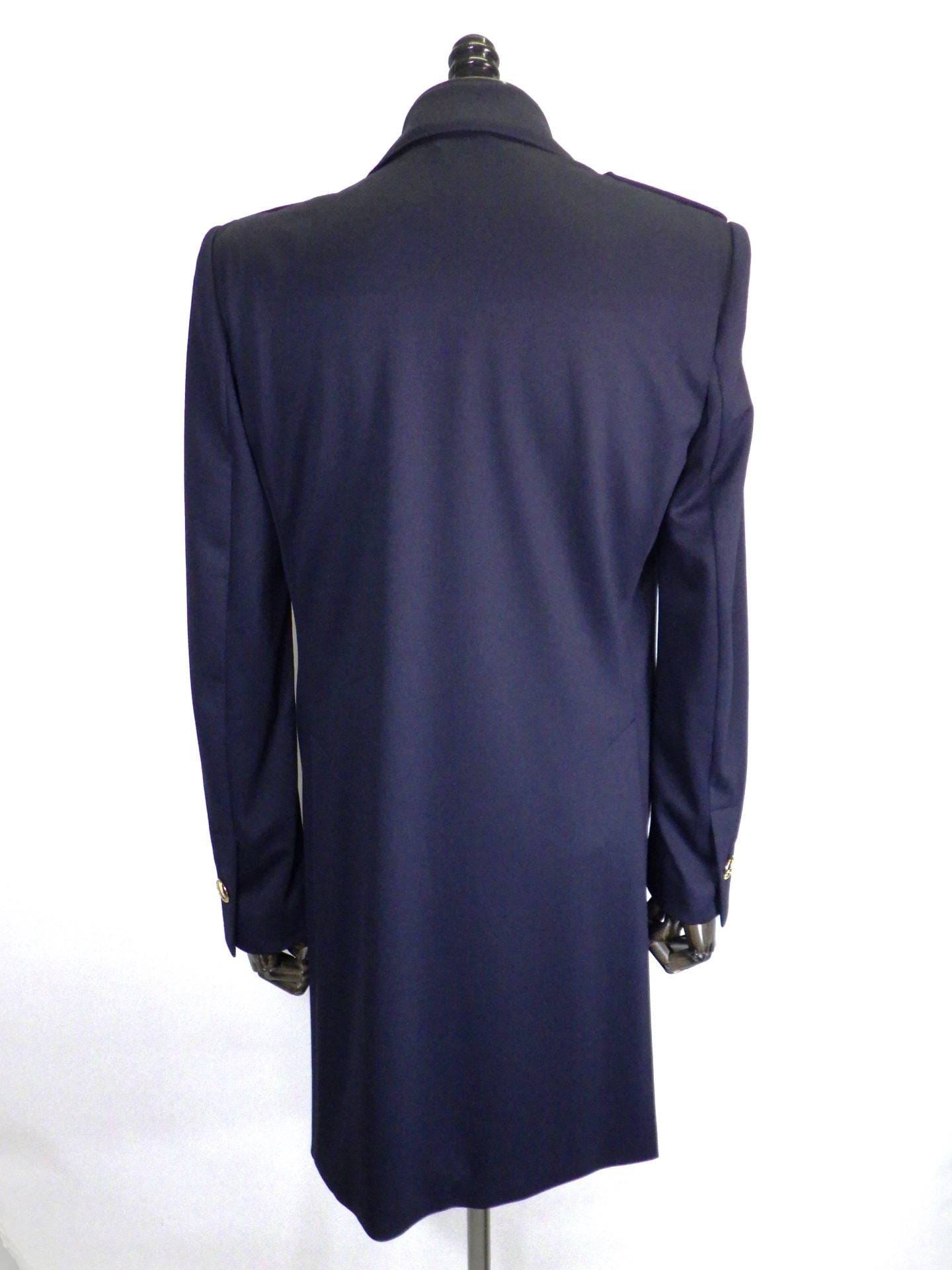 kiryuyrik　カルゼジャージーエポレットピークドラペルロングジャケット　KU-HJ71-906-NAVY