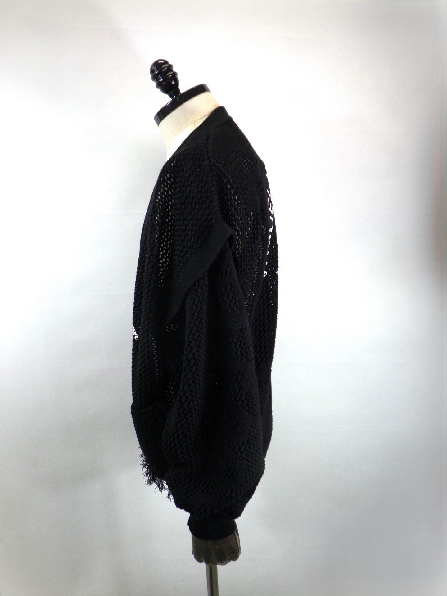 SEVESKIG　Dropout Mesh Cardigan　KN-SV-NRS-1001-BK