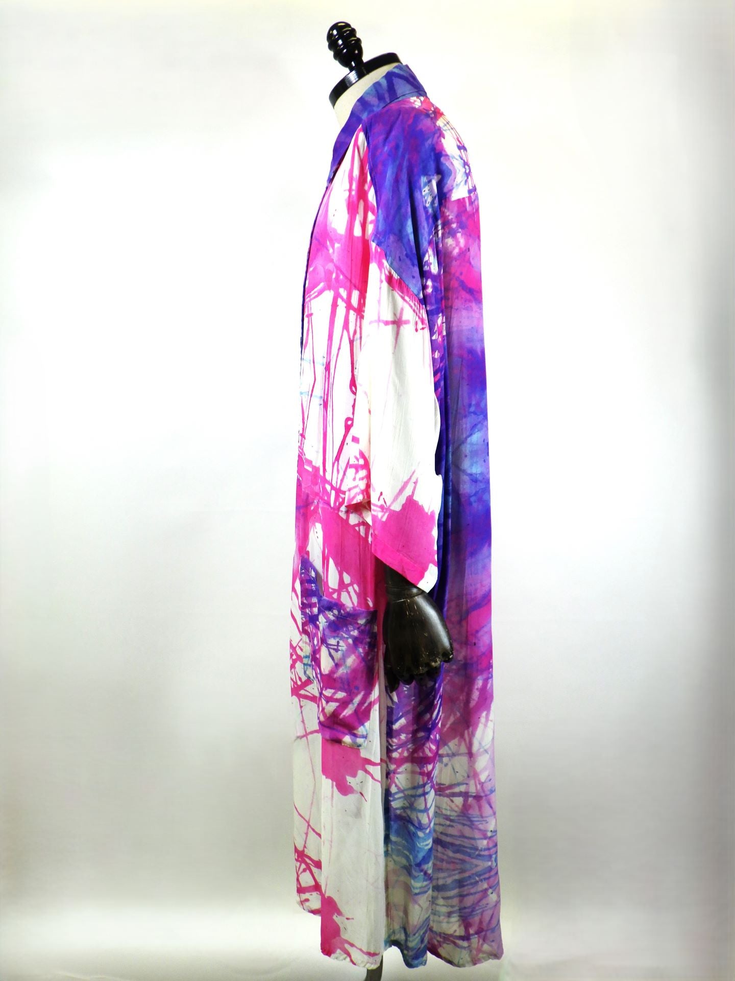 nude:MM　レーヨンシフォンインクジェットプリント半袖ビッグシャツ/ワンピース　DS-335-PIN×PUR