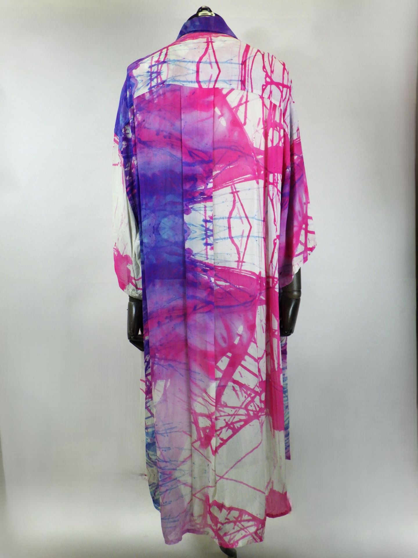 nude:MM　レーヨンシフォンインクジェットプリント半袖ビッグシャツ/ワンピース　DS-335-PIN×PUR