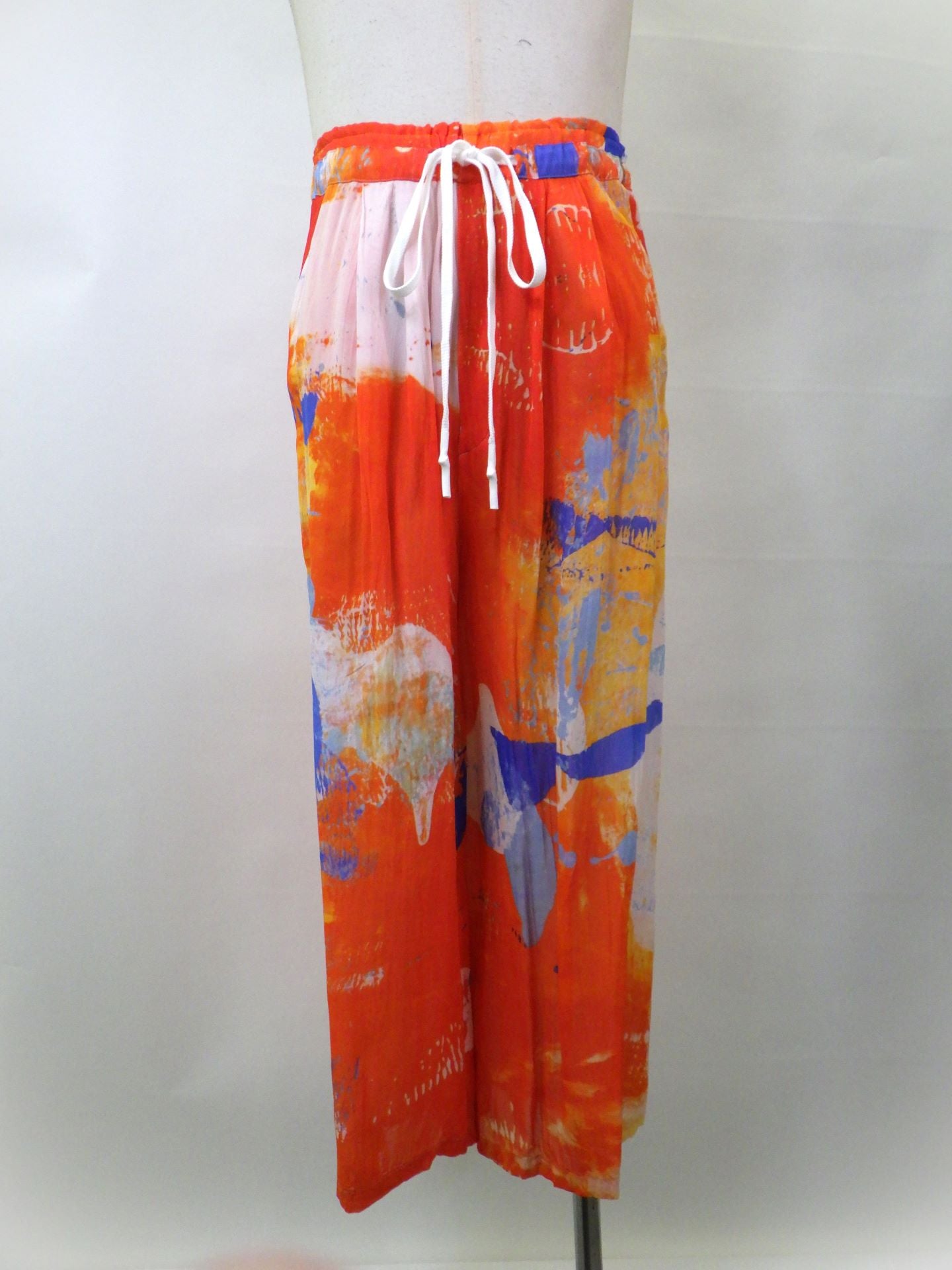 nude:MM　レーヨンシフォンインクジェットプリントワイドクロップドイージーパンツ　DS-336-ORANGE