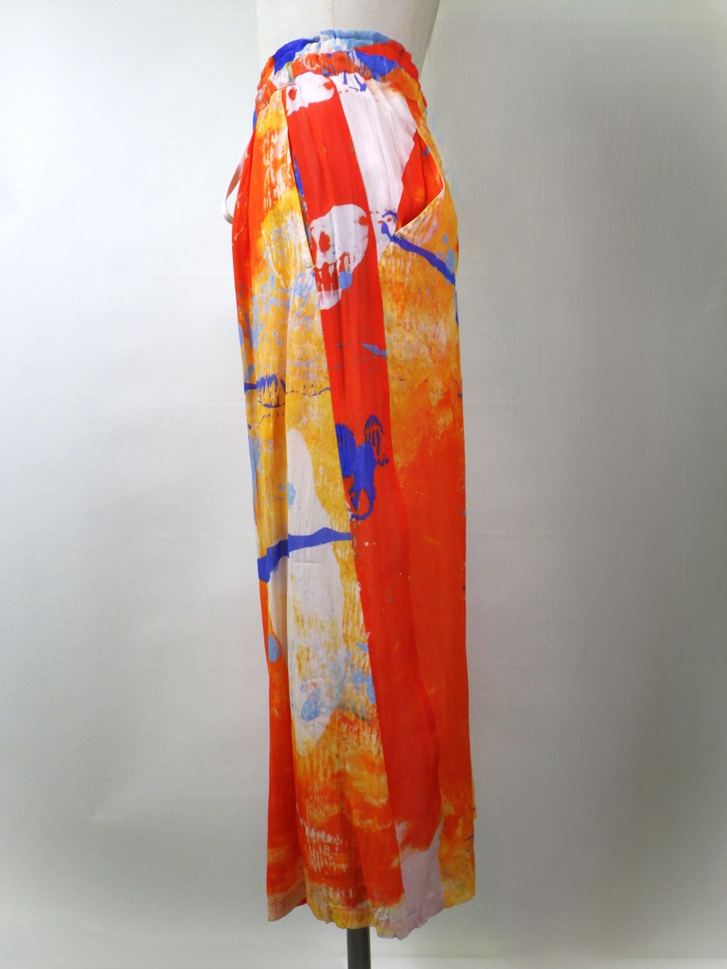 nude:MM　レーヨンシフォンインクジェットプリントワイドクロップドイージーパンツ　DS-336-ORANGE