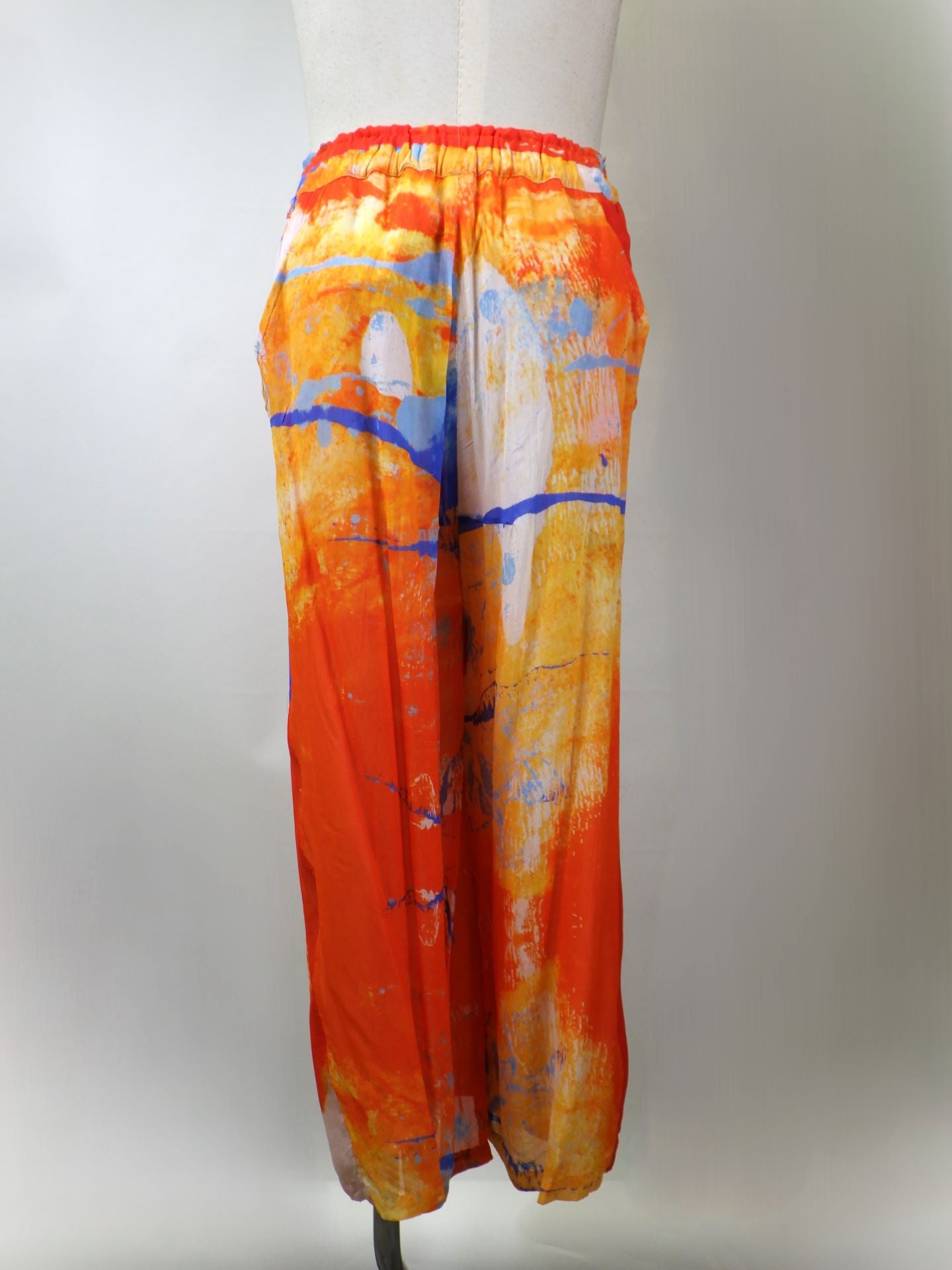 nude:MM　レーヨンシフォンインクジェットプリントワイドクロップドイージーパンツ　DS-336-ORANGE