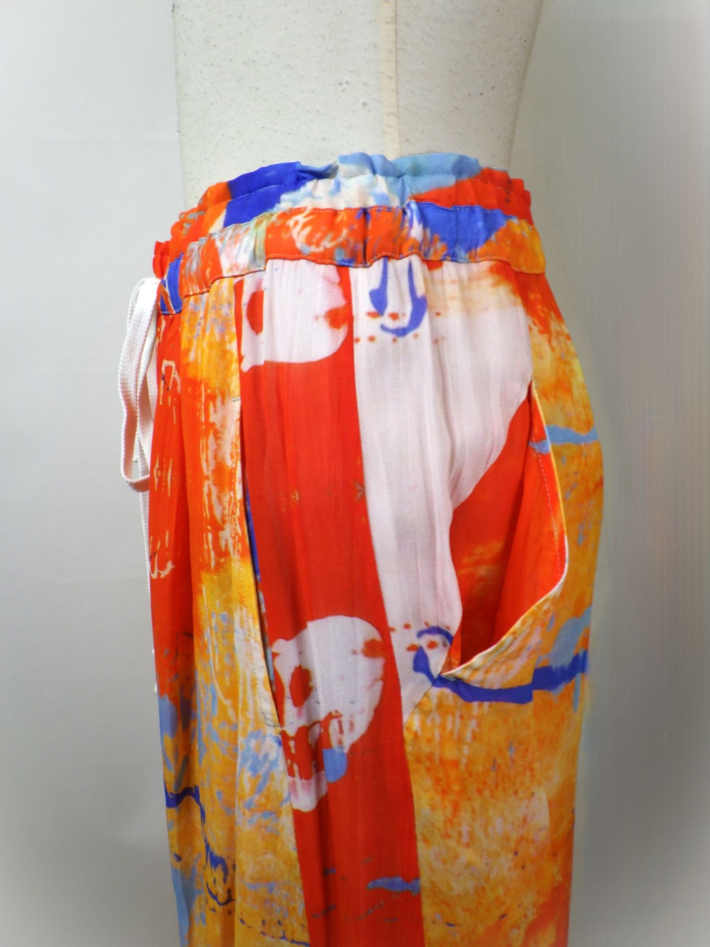 nude:MM　レーヨンシフォンインクジェットプリントワイドクロップドイージーパンツ　DS-336-ORANGE