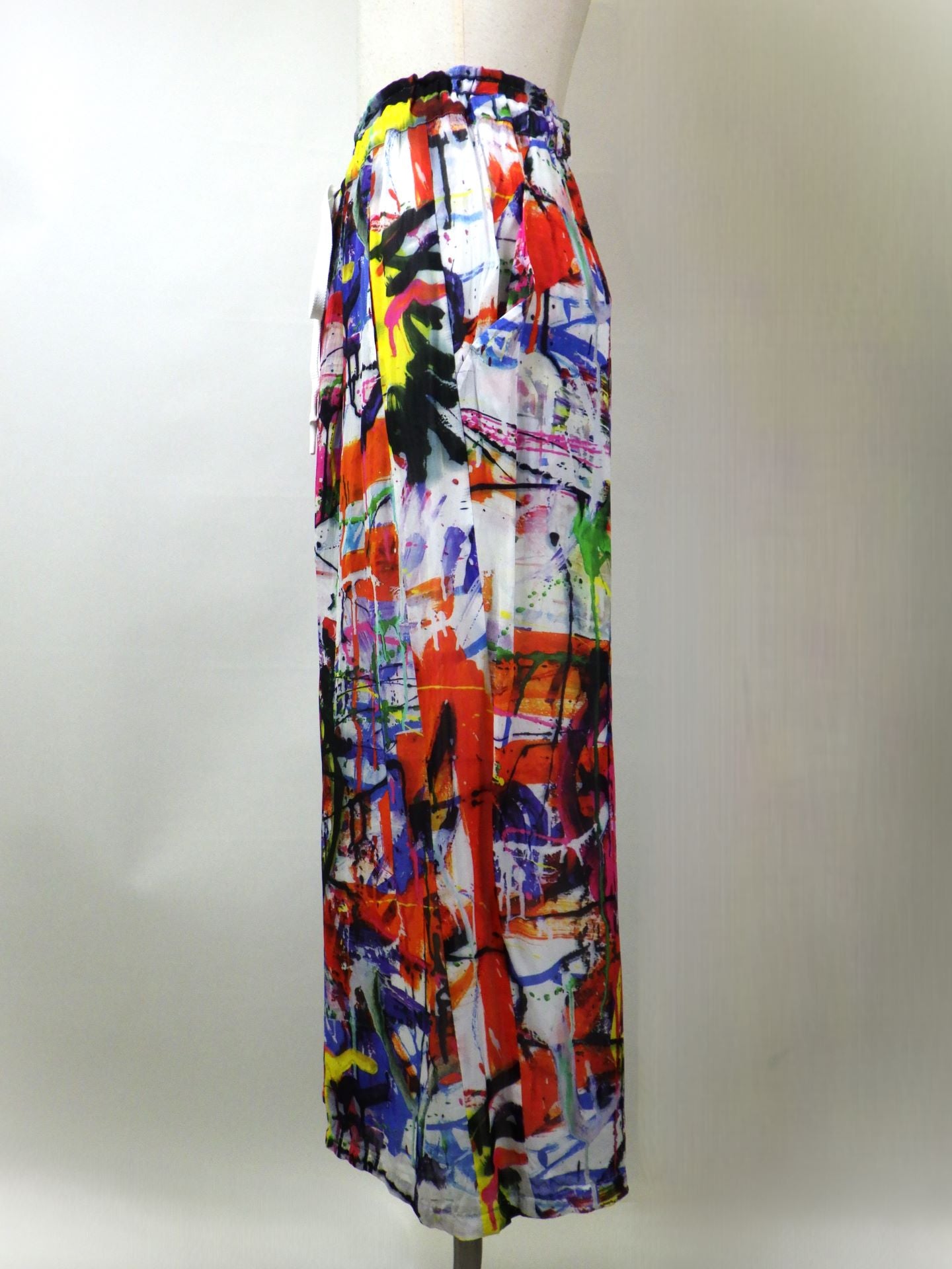 nude:MM　レーヨンシフォンインクジェットプリントワイドクロップドイージーパンツ　DS-336-COLOR PAINT