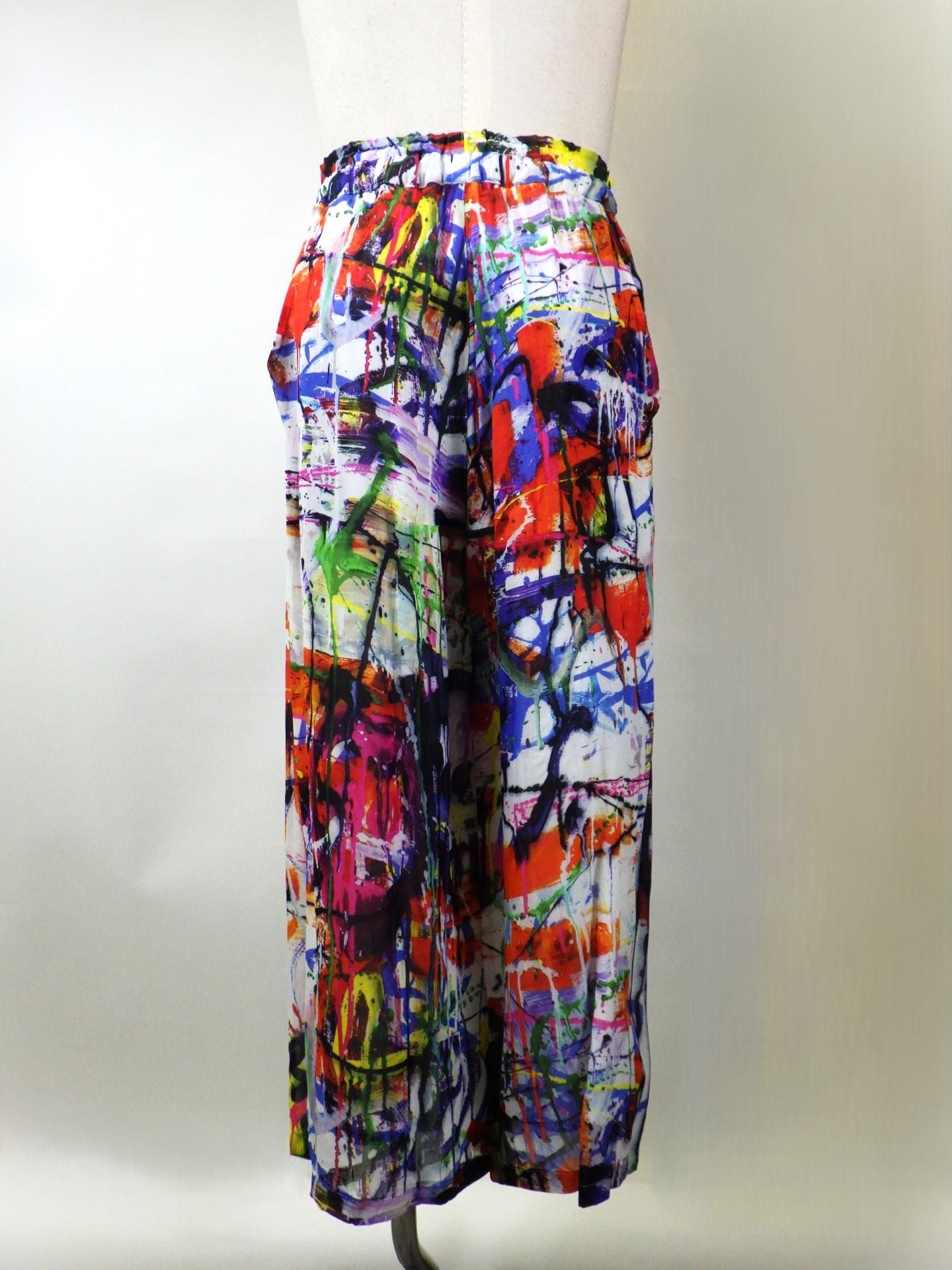 nude:MM　レーヨンシフォンインクジェットプリントワイドクロップドイージーパンツ　DS-336-COLOR PAINT