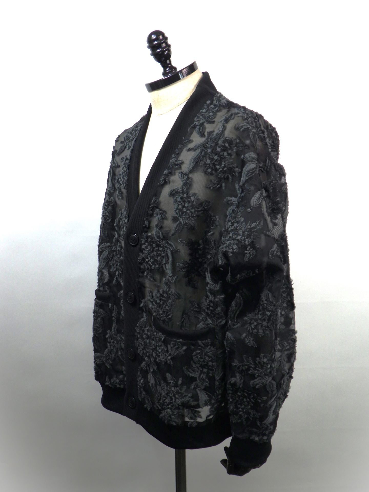 meagratia　メッシュジャガードカーディガン　26291-0801-BK