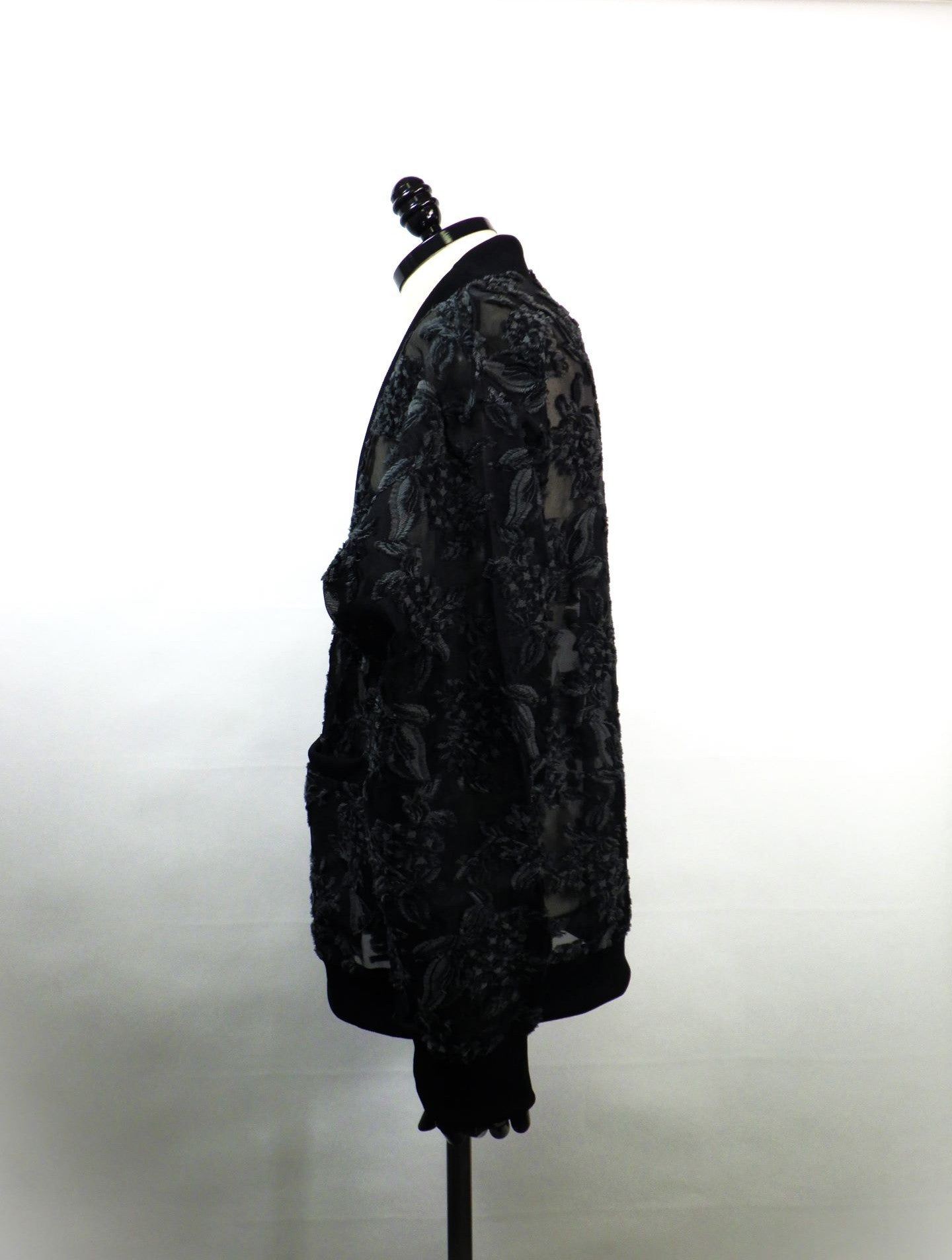 meagratia　メッシュジャガードカーディガン　26291-0801-BK