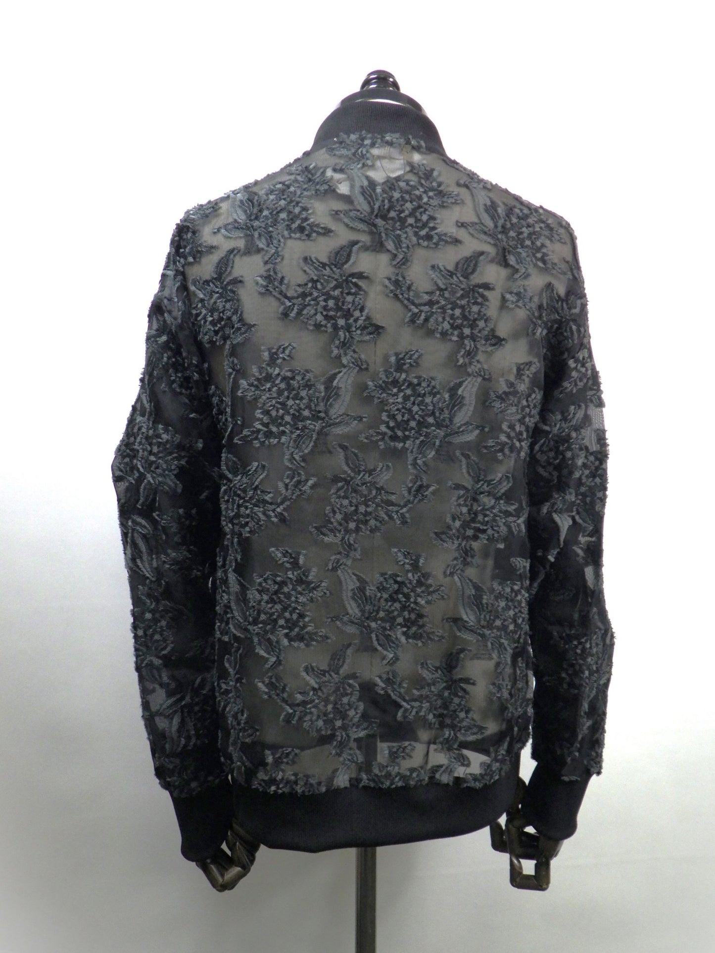 meagratia　メッシュジャガードカーディガン　26291-0801-BK