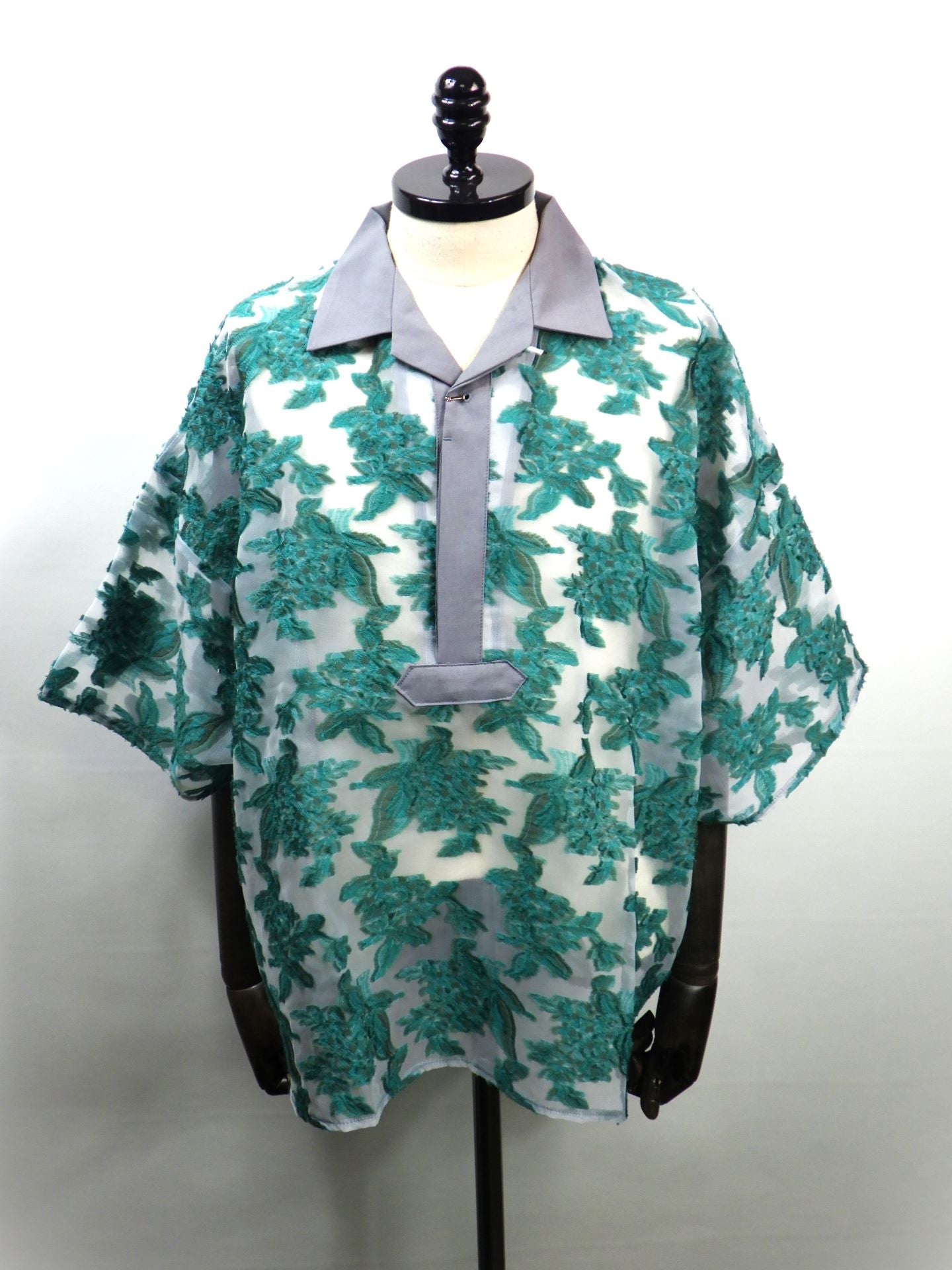 meagratia　メッシュジャガードスキッパーシャツ　26291-0802-GRN