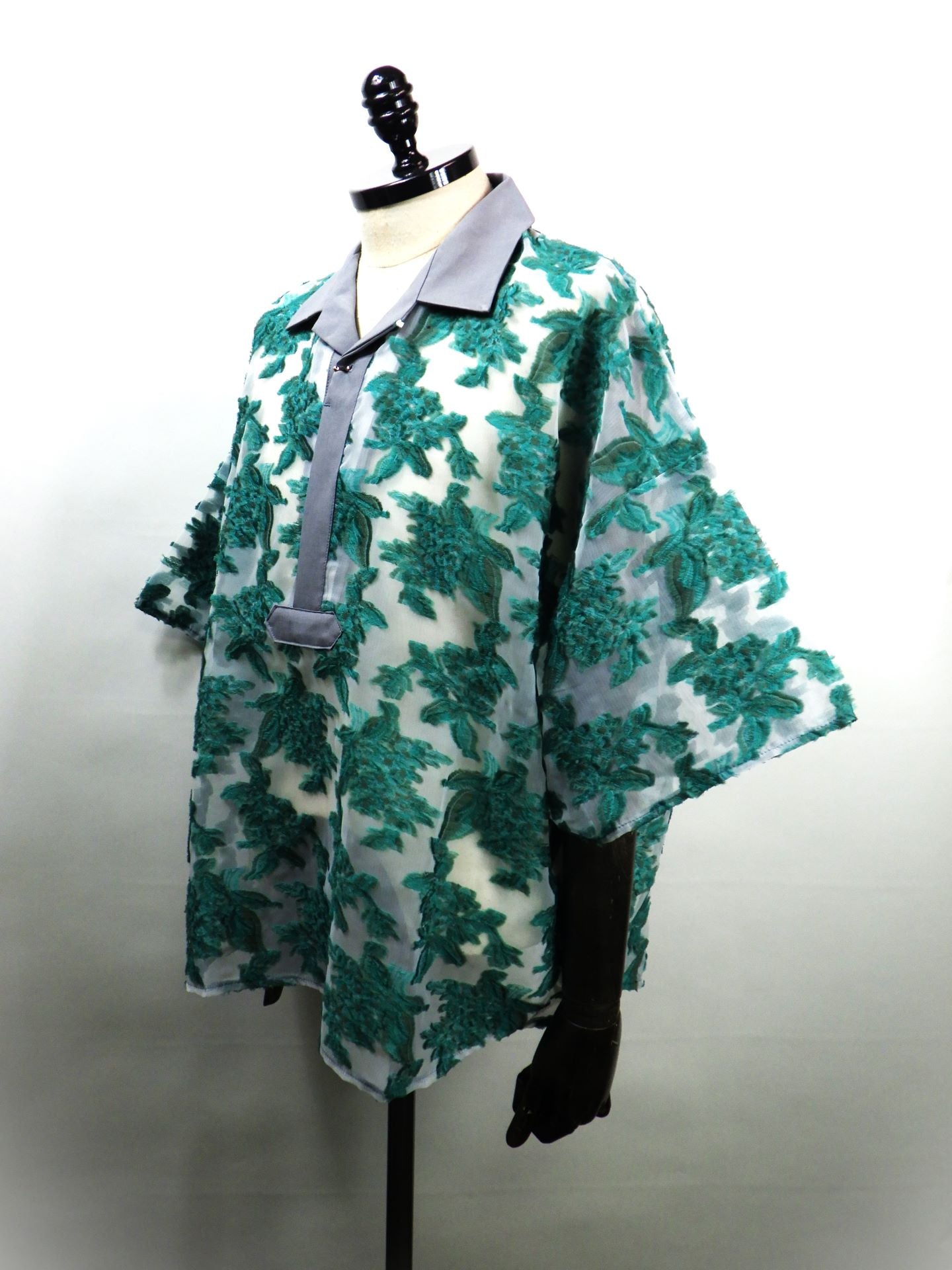 meagratia　メッシュジャガードスキッパーシャツ　26291-0802-GRN