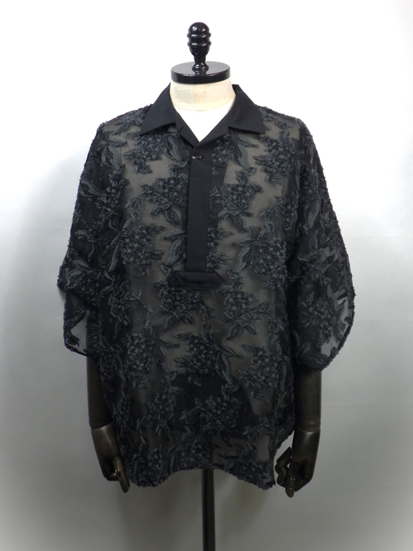 meagratia　メッシュジャガードスキッパーシャツ　26291-0802-BK