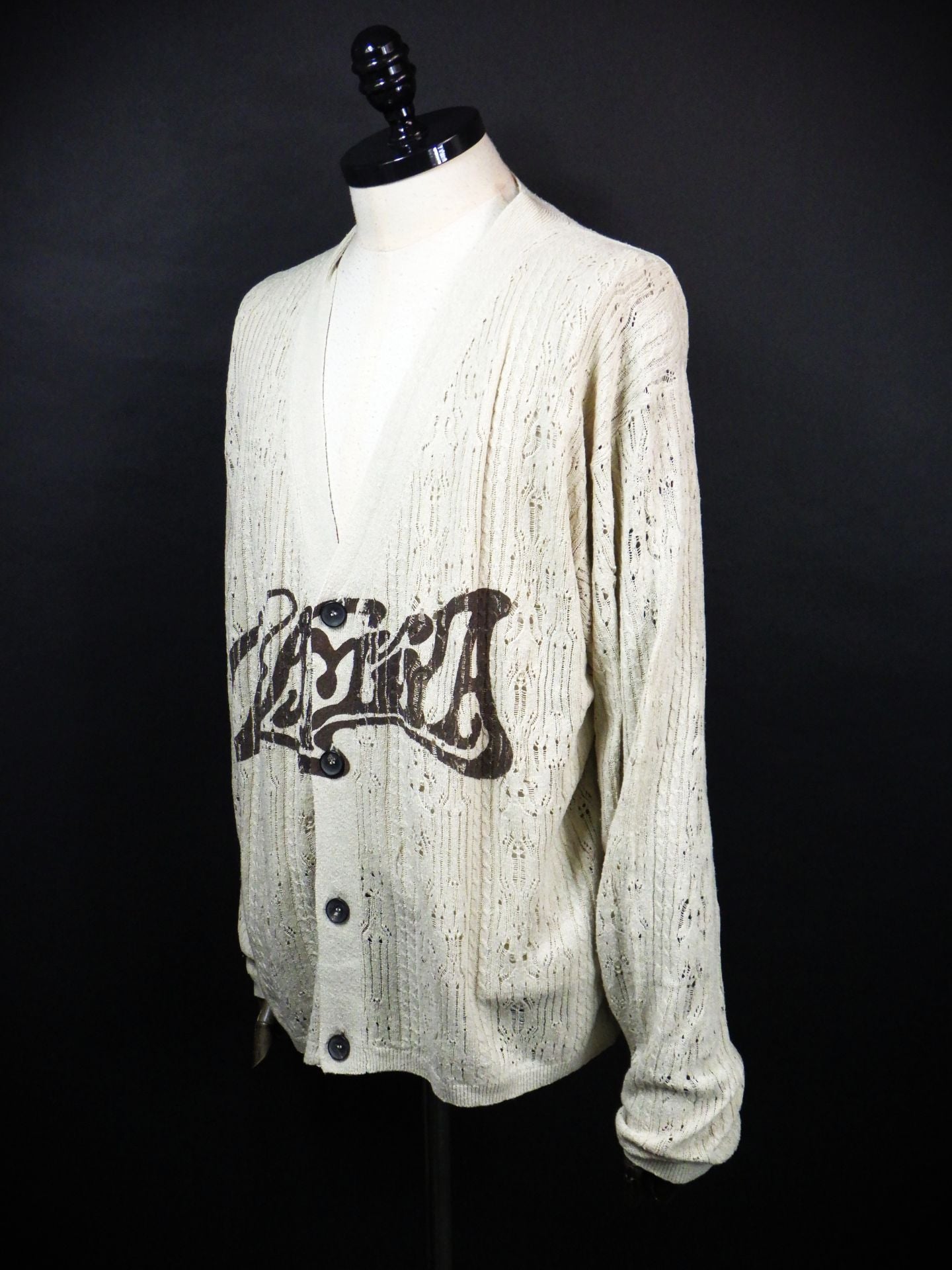 KAMIYA　"WAVY KAMIYA" プリント シルク レース ニット カーディガン　G16CD059-BEG