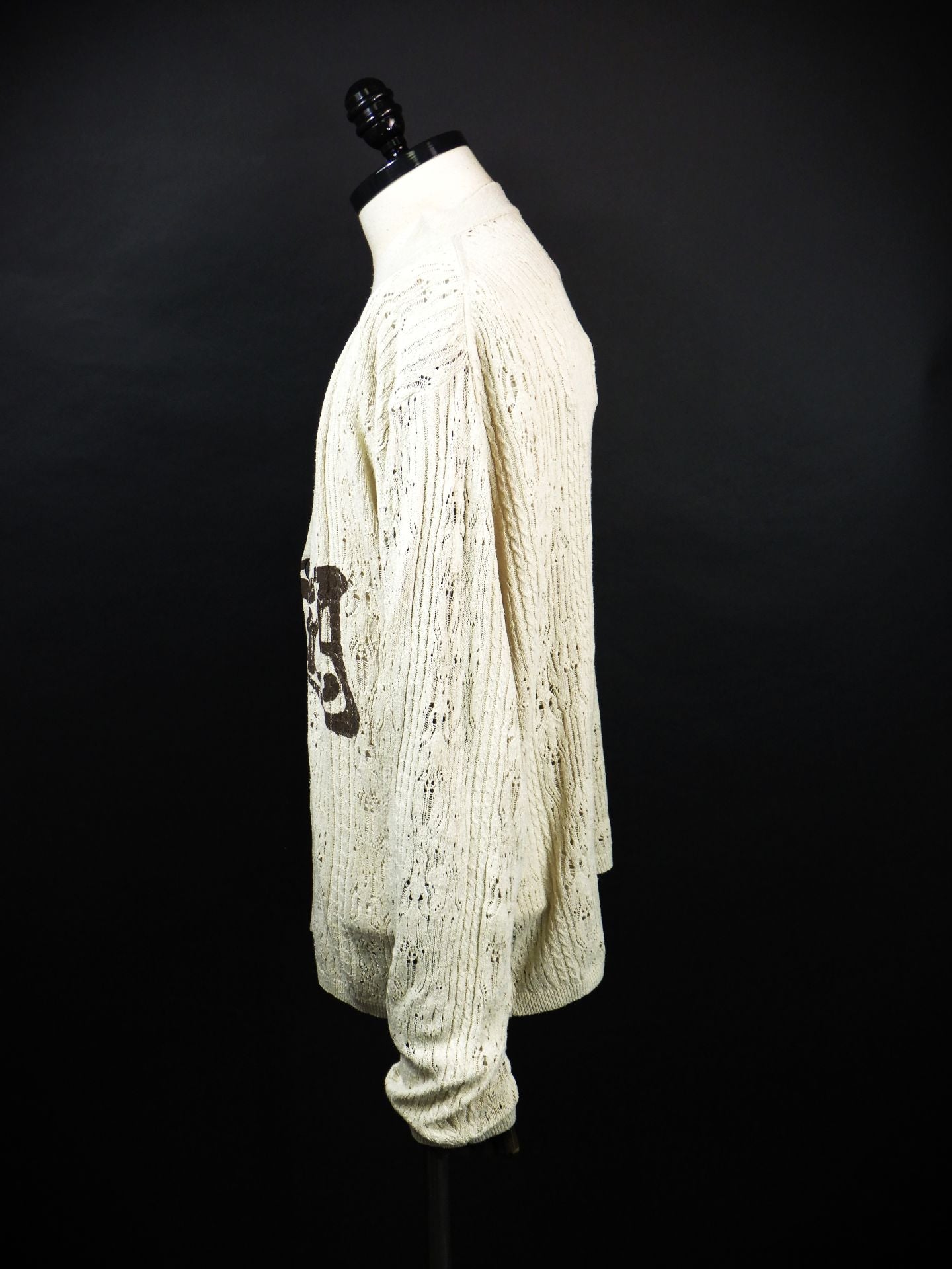 KAMIYA　"WAVY KAMIYA" プリント シルク レース ニット カーディガン　G16CD059-BEG